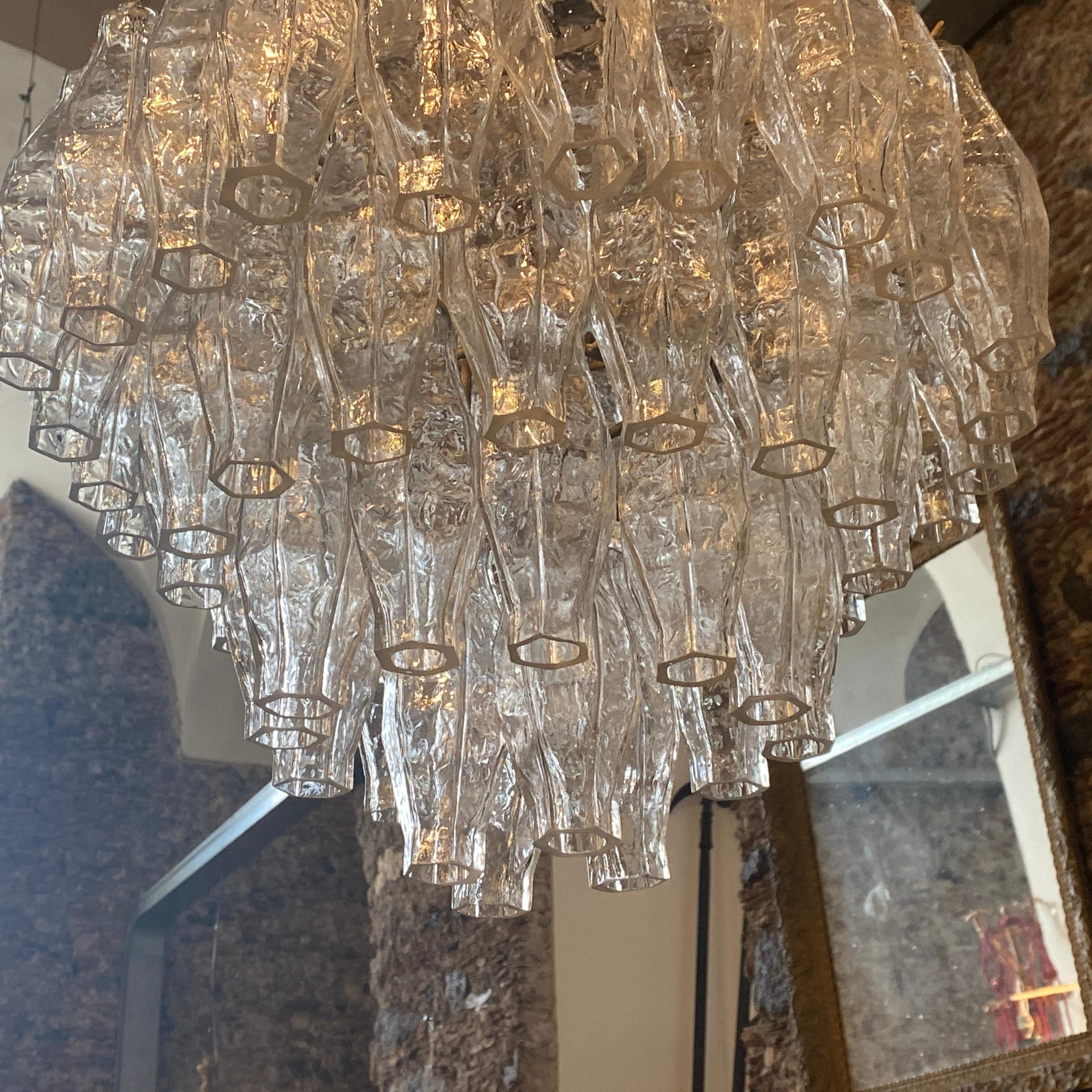 Hand-Crafted 1960s Murano Glass Poliedri Chandelier in the Manner of Carlo Scarpa