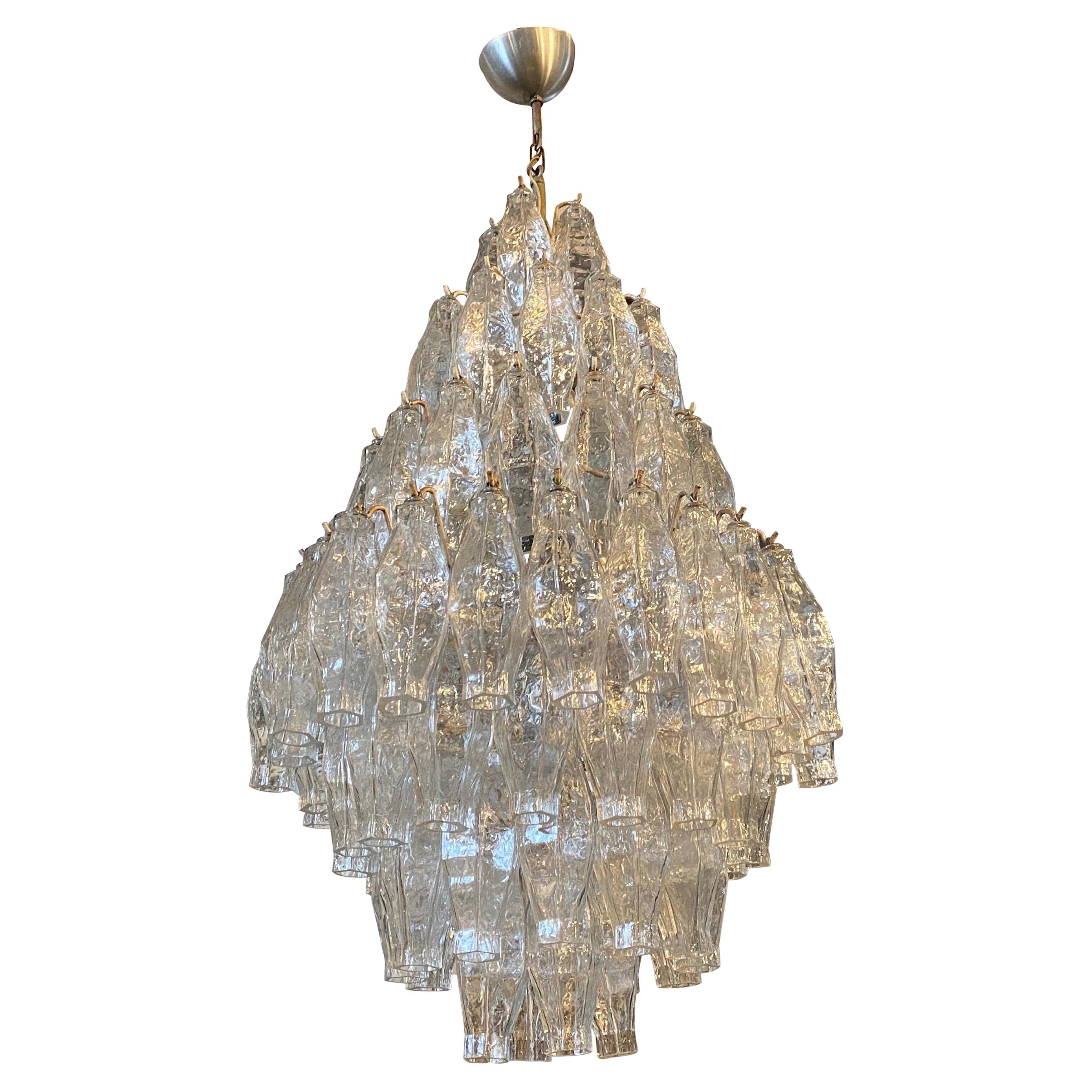 1960s Murano Glass Poliedri Chandelier in the Manner of Carlo Scarpa