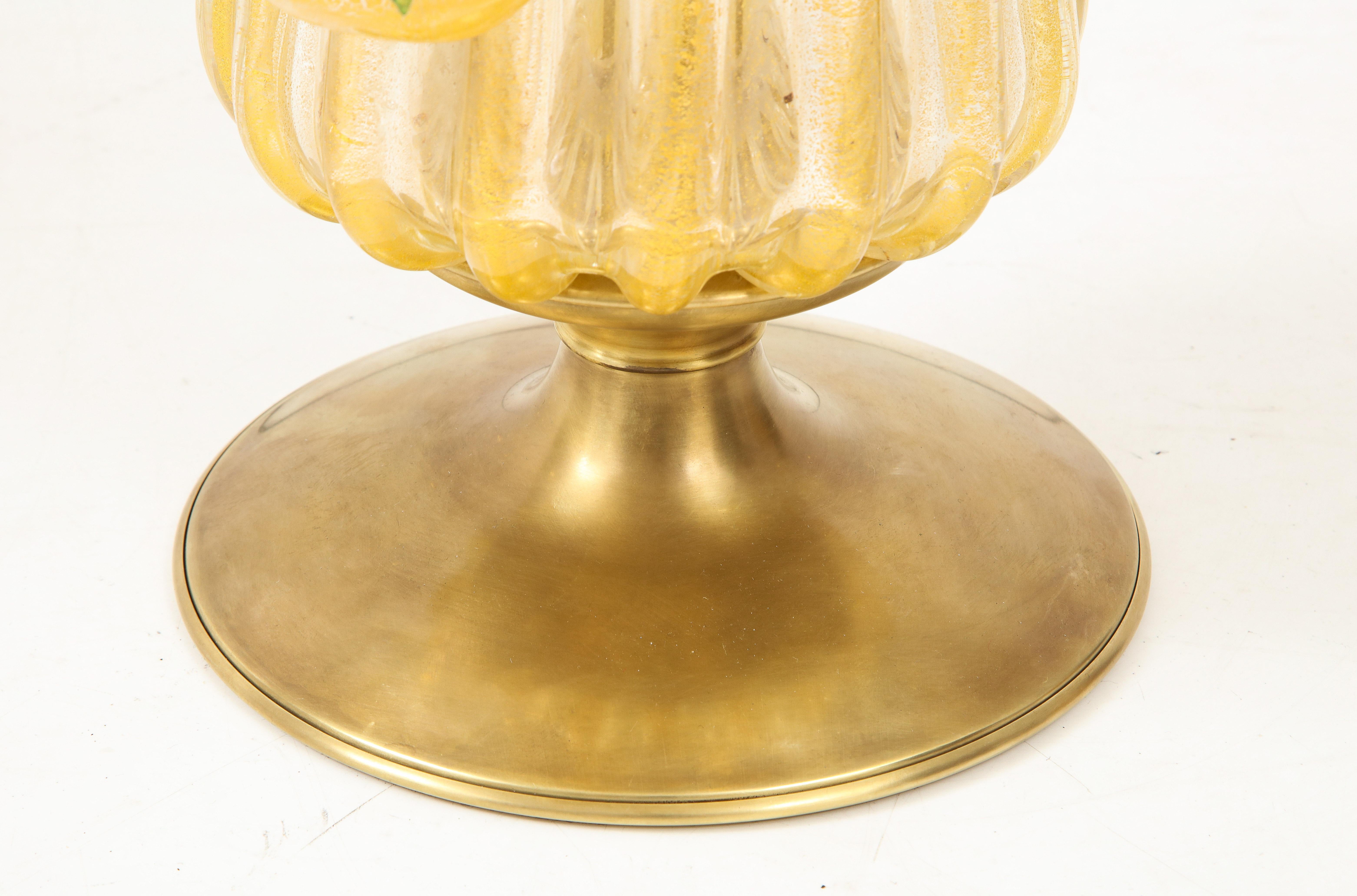 Brass 1960s Murano Glass Table Lamp For Sale