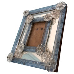 1960s murano glass table photo frame with mirror glass