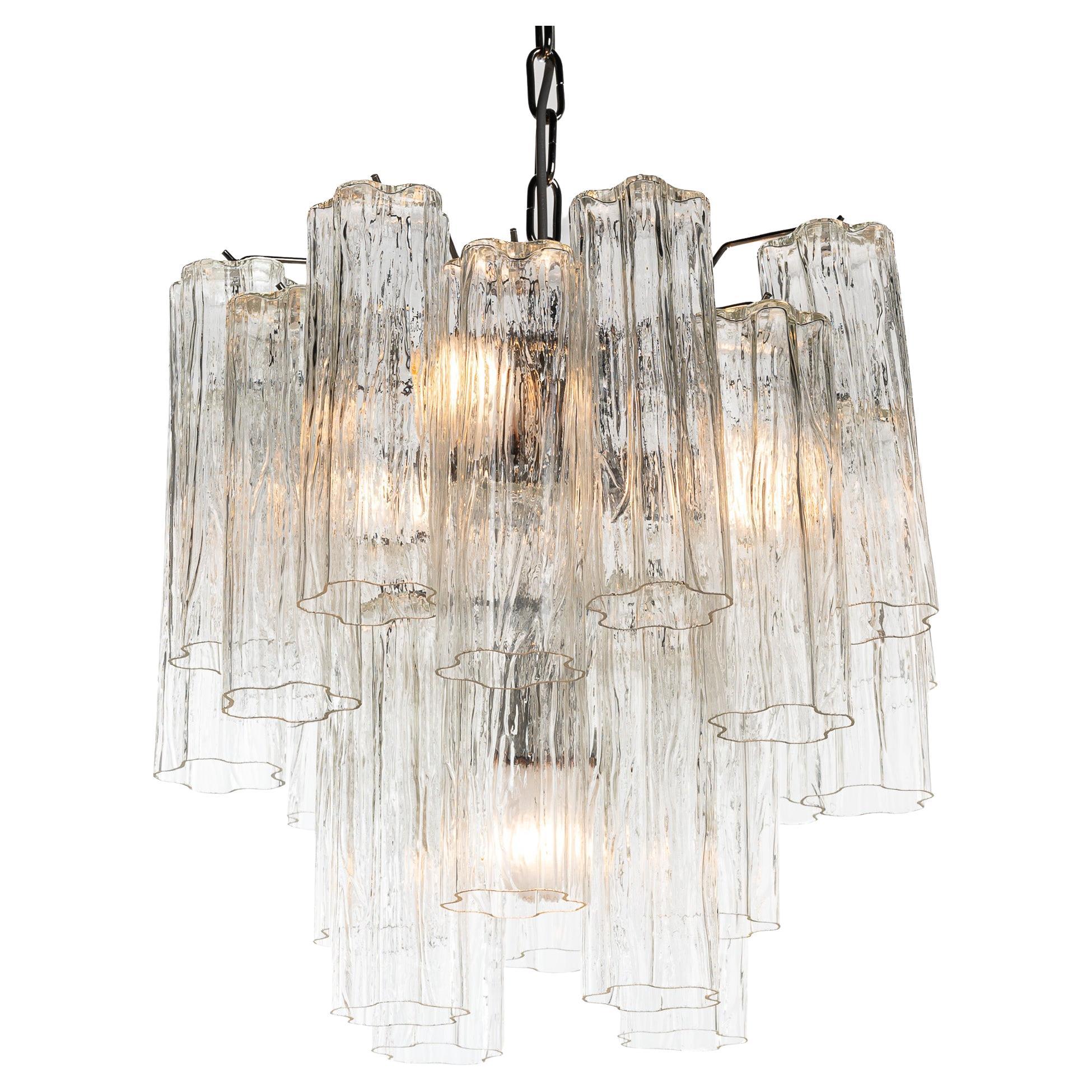 1960's Murano Glass Tronchi Chandelier by Venini For Sale
