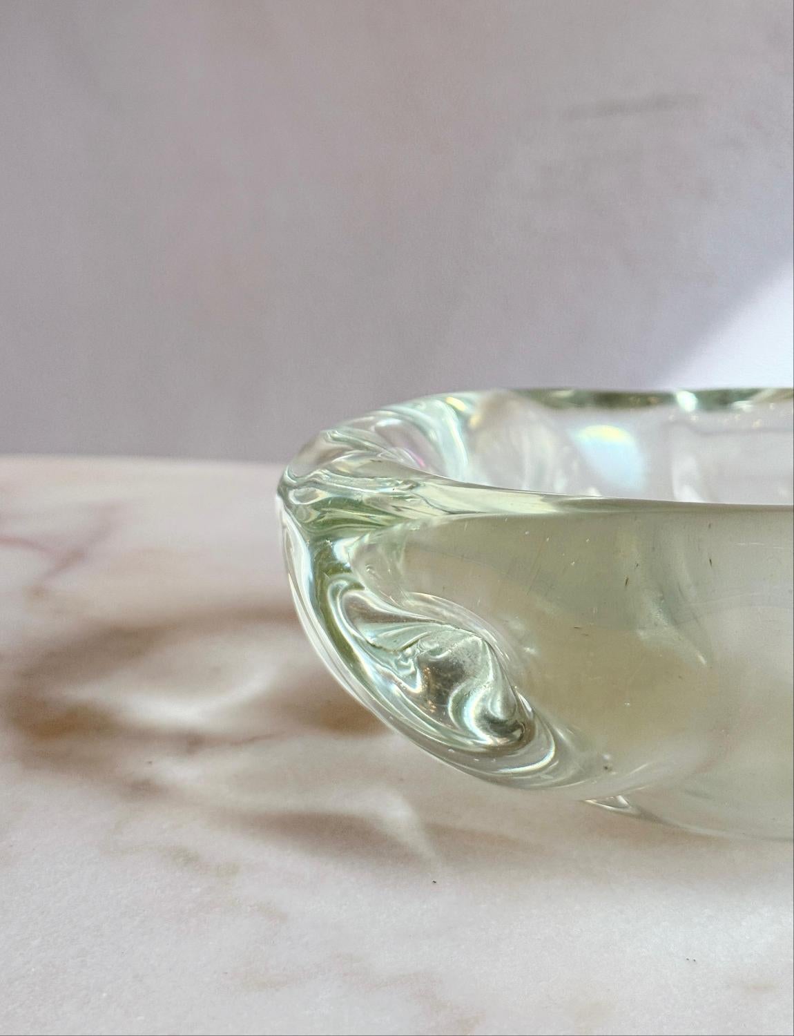 Italian 1960s Murano Glass Turquoise 'Wobbly' Bowl For Sale
