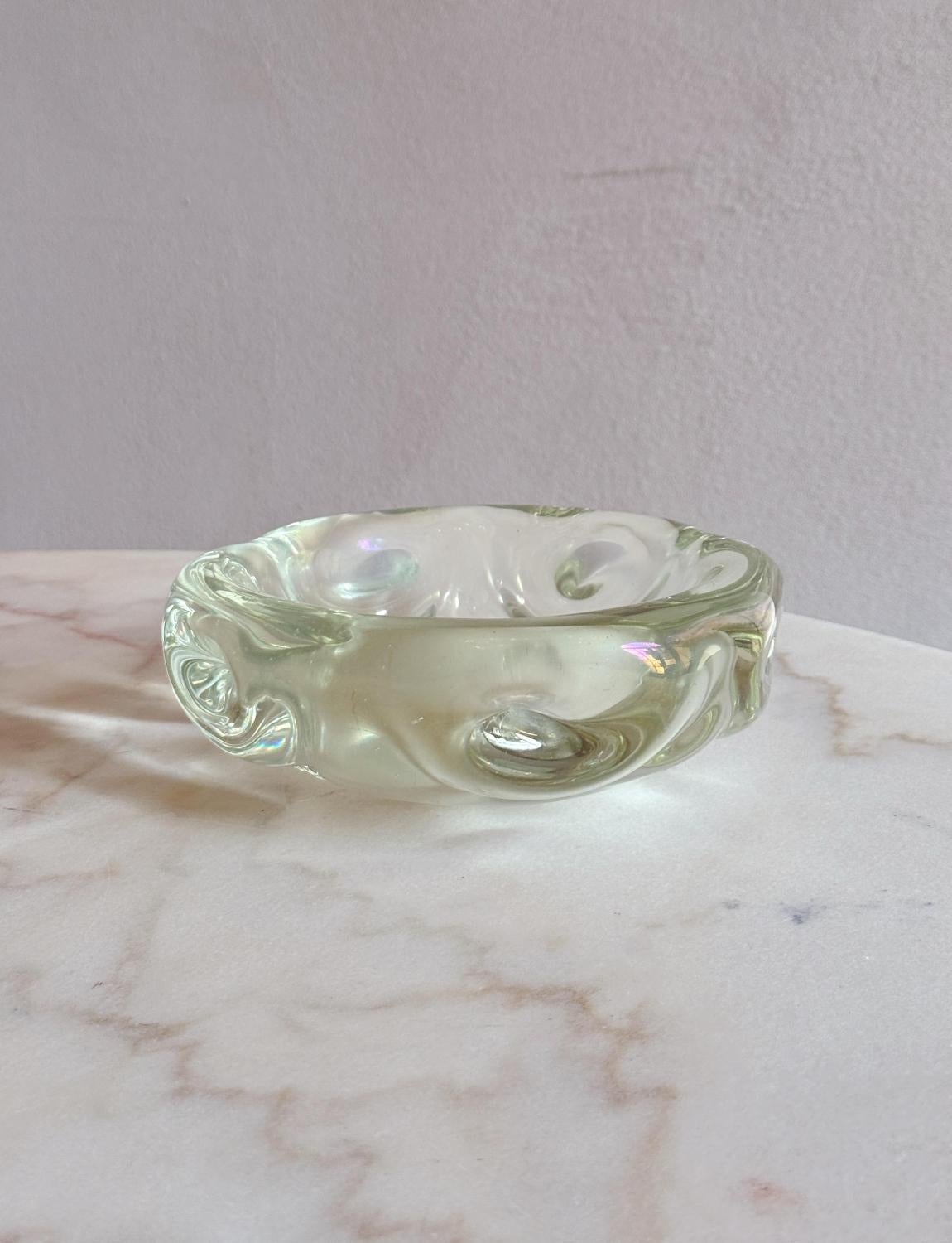 Mid-20th Century 1960s Murano Glass Turquoise 'Wobbly' Bowl For Sale
