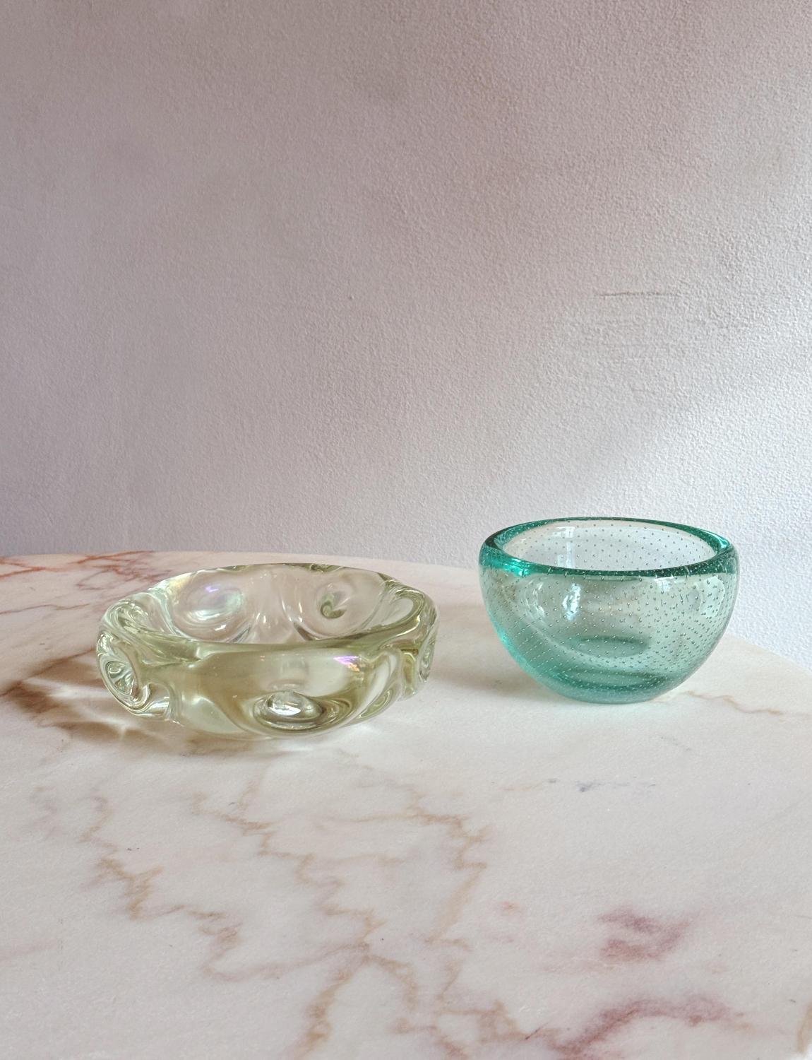 1960s Murano Glass Turquoise 'Wobbly' Bowl For Sale 1