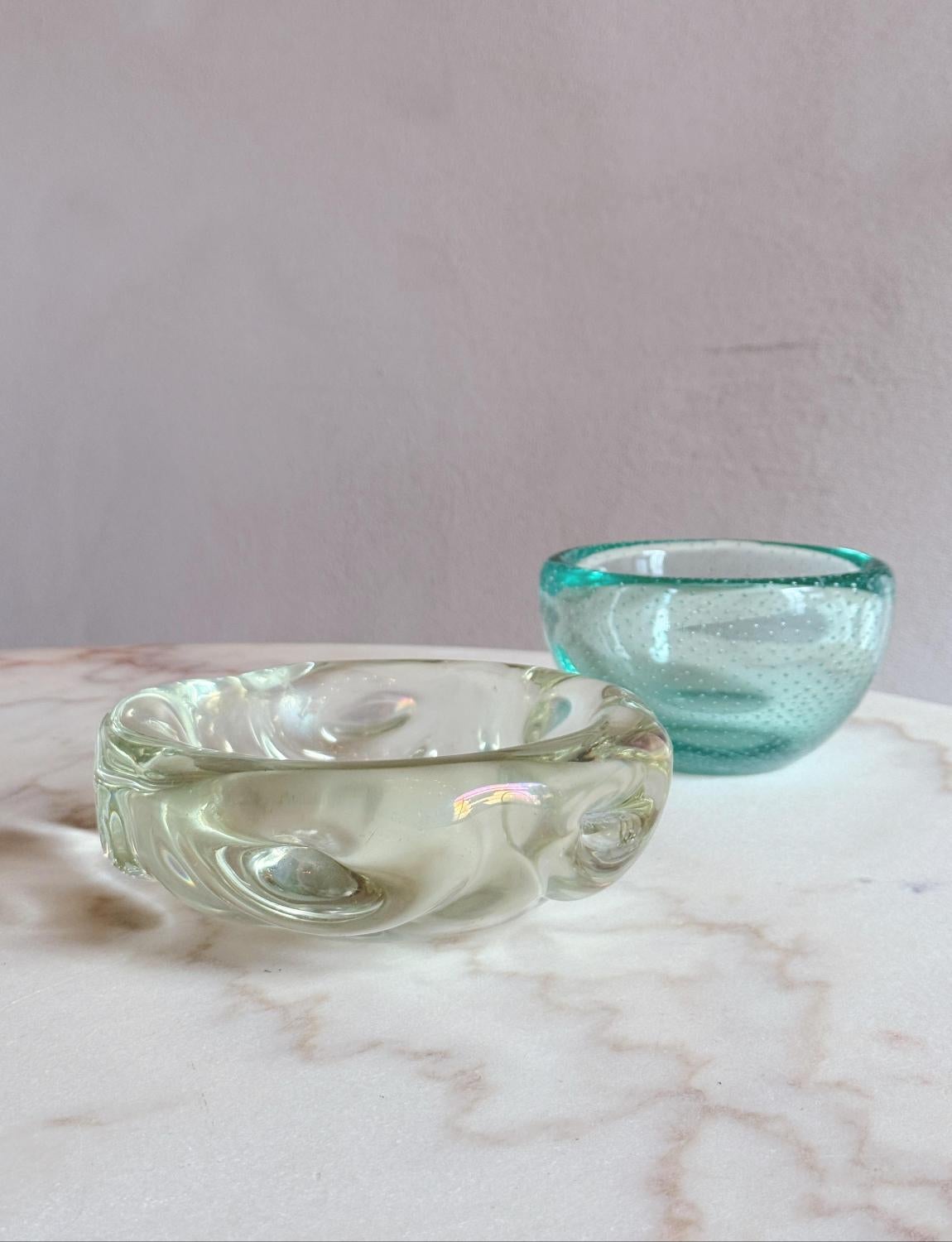 1960s Murano Glass Turquoise 'Wobbly' Bowl For Sale 4