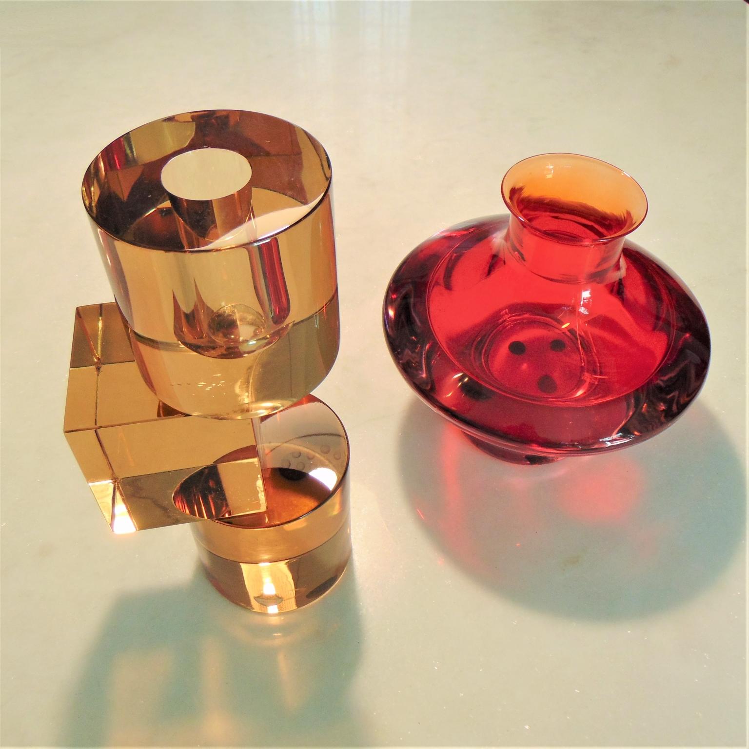 1960s Ruby and Bronze Italian Murano Glass Vases for Seguso, Italy For Sale 15