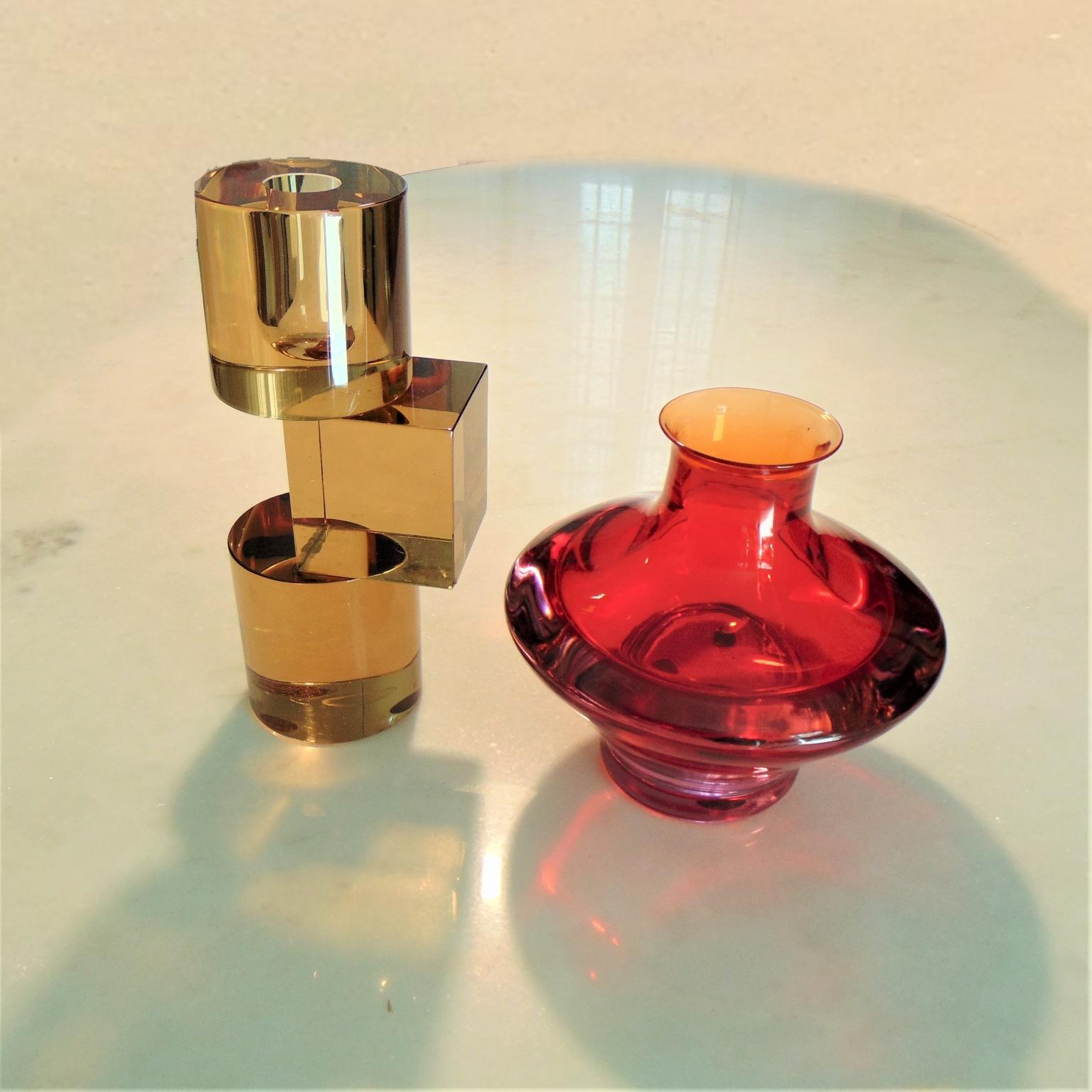 Mid-20th Century 1960s Ruby and Bronze Italian Murano Glass Vases for Seguso, Italy For Sale