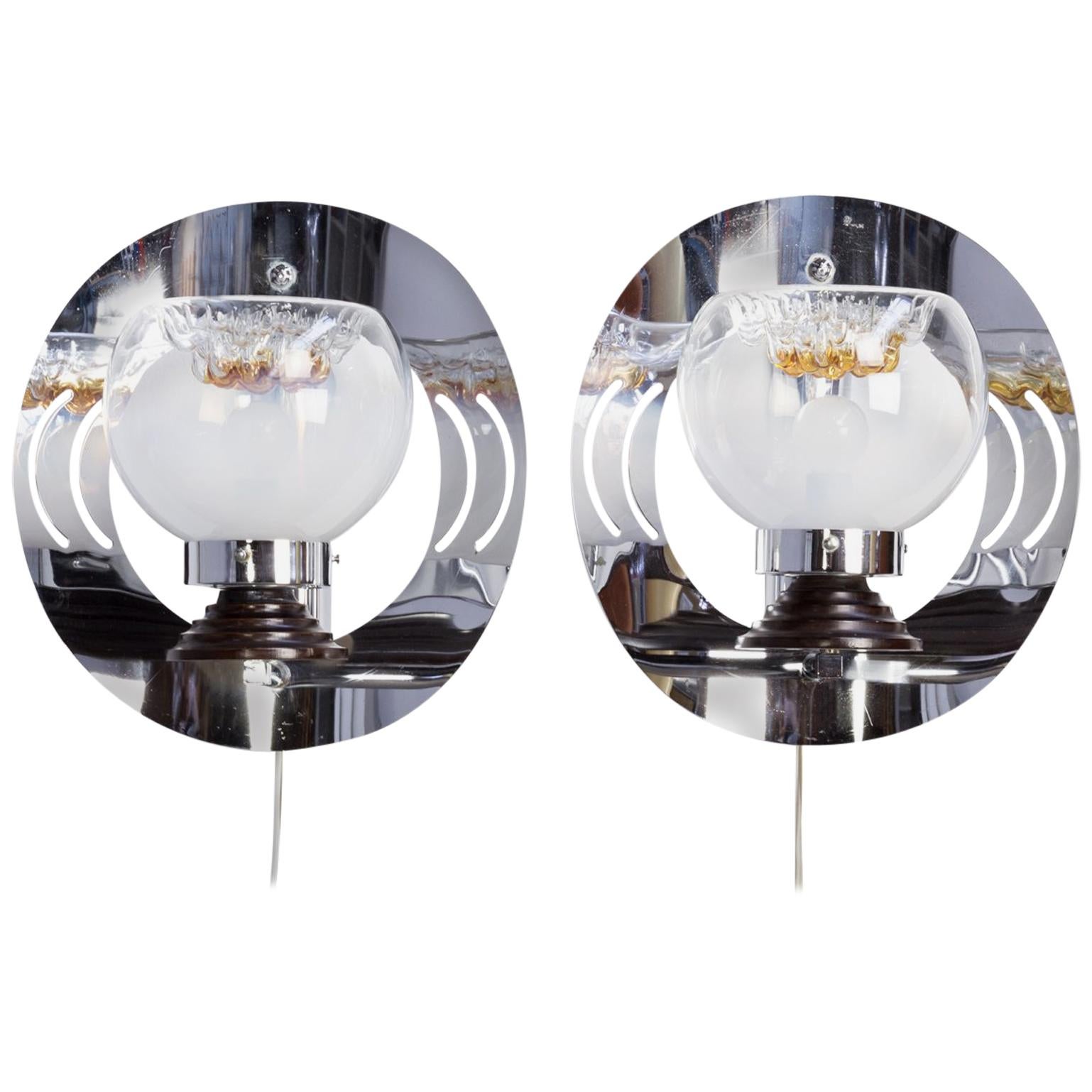 1960s Murano Glass Wall Lamp for Mazzega Set of 2 For Sale