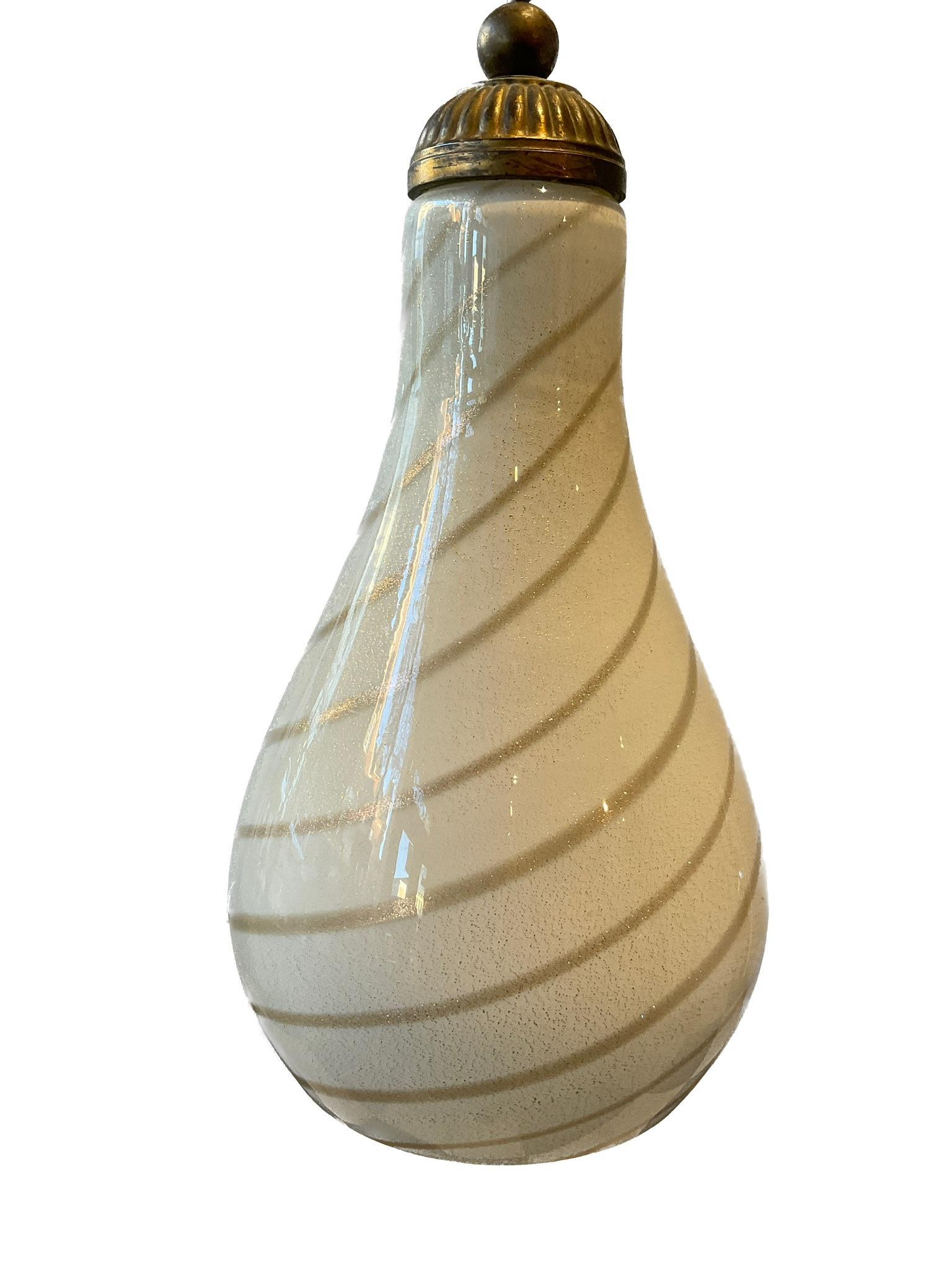 1960s Murano Gold and off White Glass Pendant In Good Condition For Sale In Tarrytown, NY