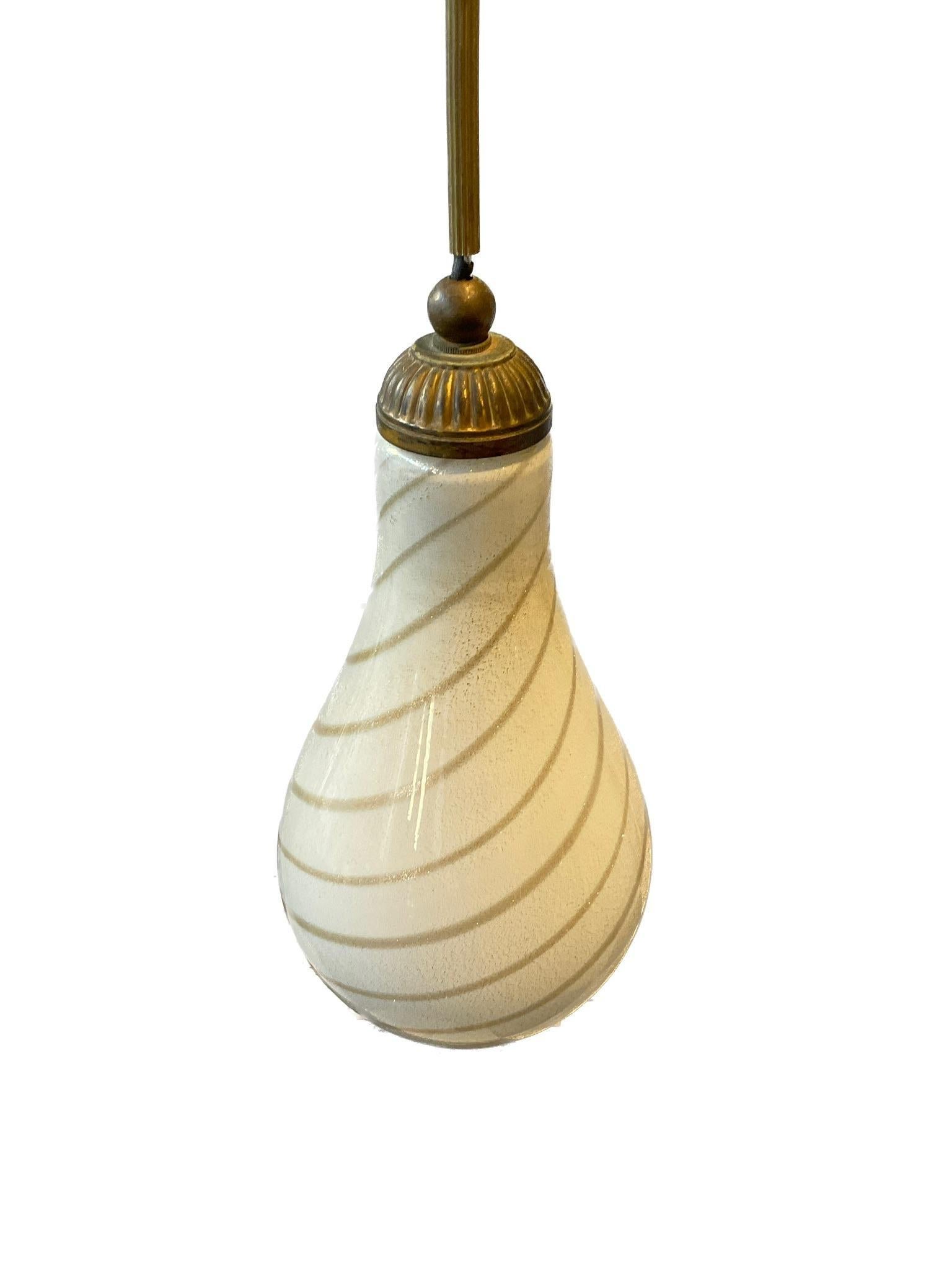 Mid-20th Century 1960s Murano Gold and off White Glass Pendant For Sale