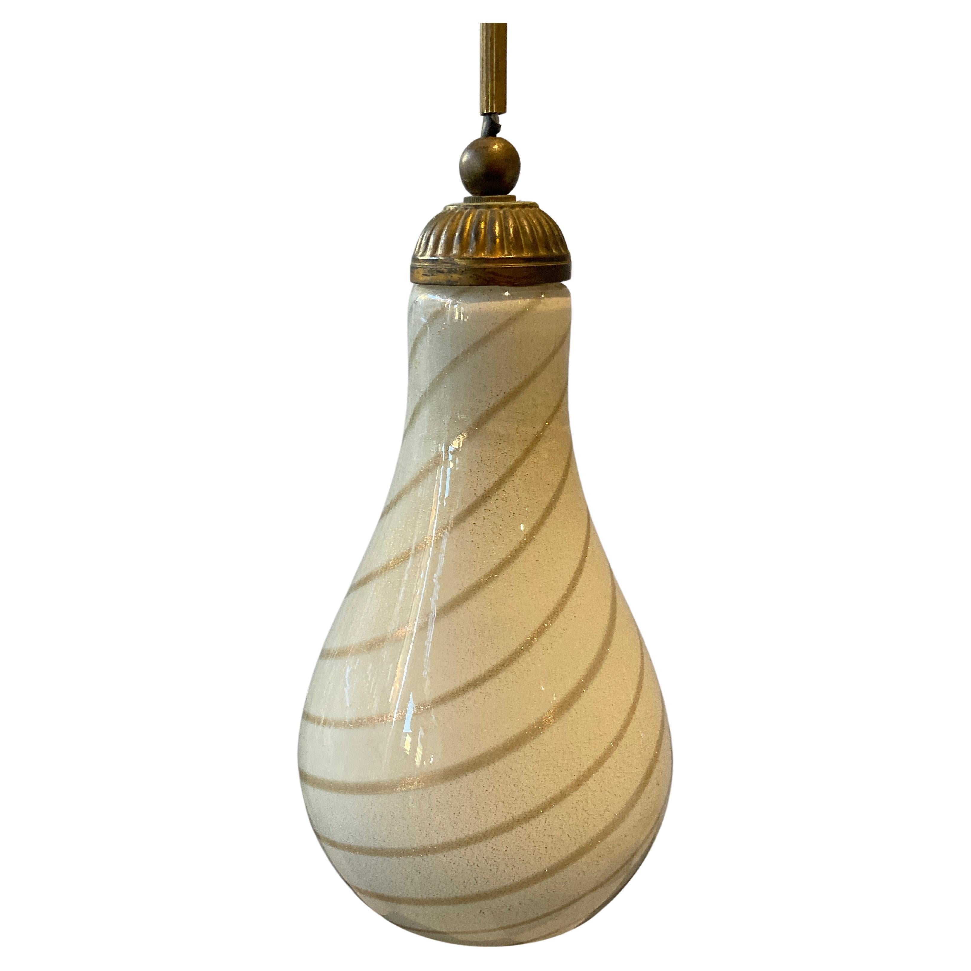 1960s Murano Gold and off White Glass Pendant
