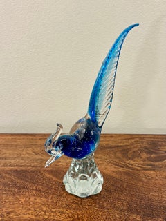 1960s Murano Hand Blown Glass Pheasant Sculpture, Made in Italy
