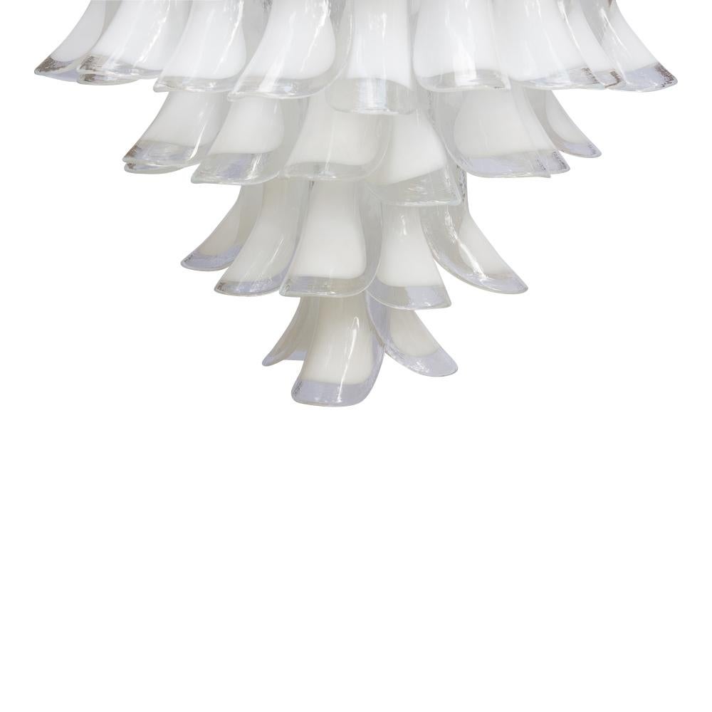 Mid-Century Modern 1960s Murano Italy Blown Glass Ceiling Light, White and Clear Glass Components