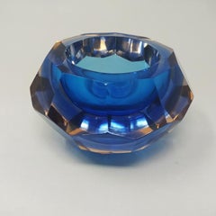 1960s Murano Large  Blue Bowl or Catchall Designed by Flavio Poli