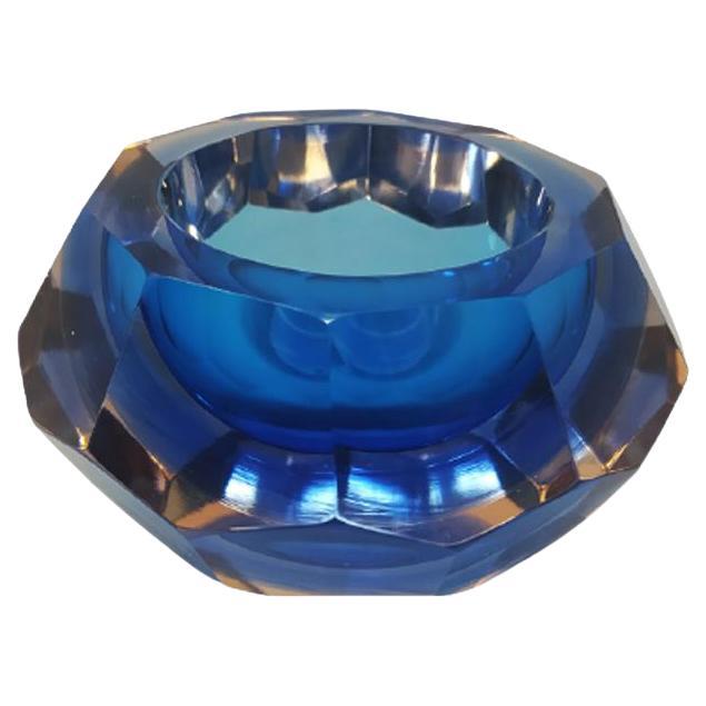 1960s Murano Large  Blue Bowl or Catchall Designed by Flavio Poli For Sale