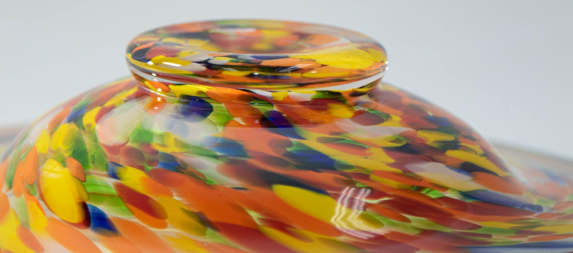 1960s Murano Millefiori Rainbow Colors Italian Art Glass Large Bowl 5