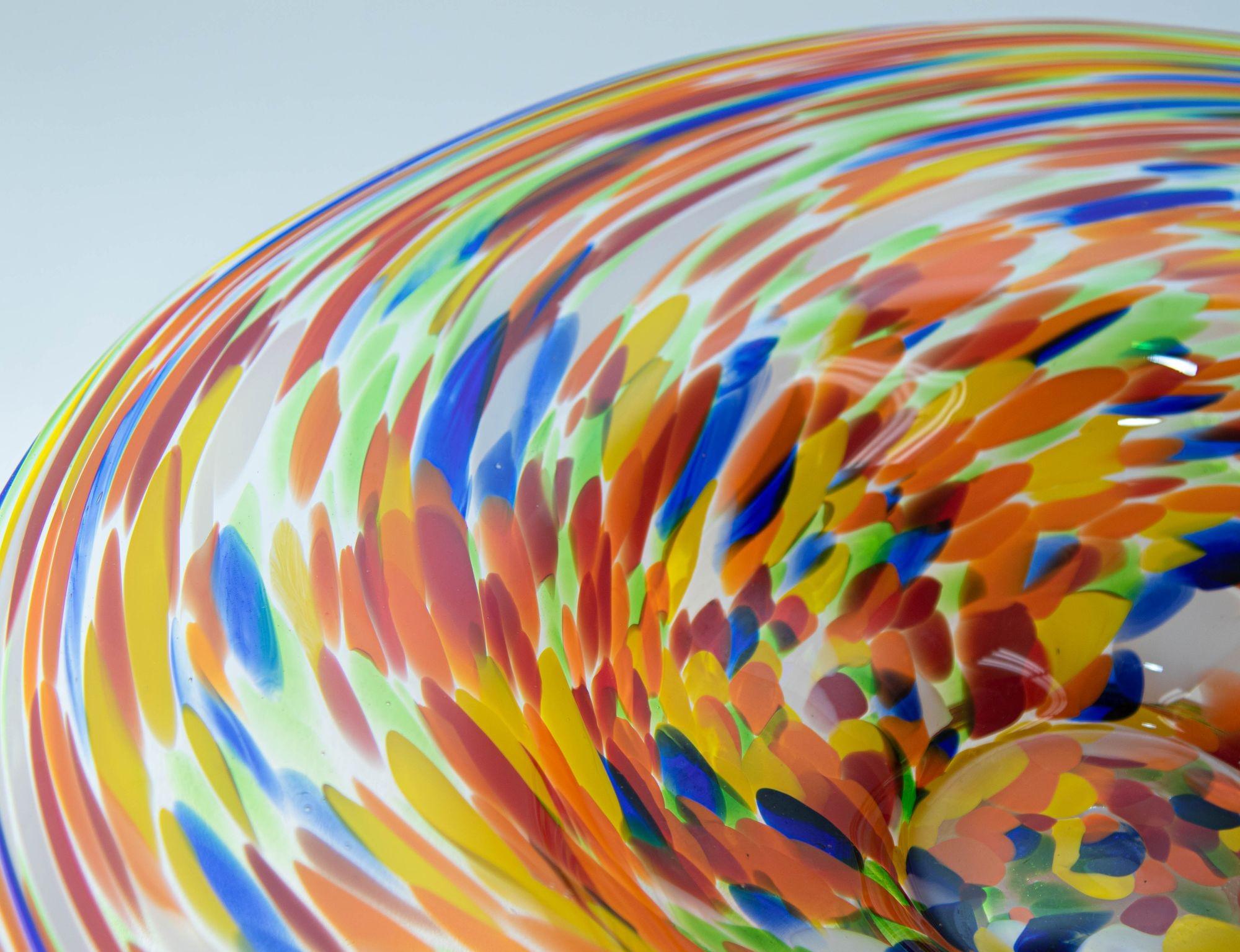 1960s Murano Millefiori Rainbow Colors Italian Art Glass Large Bowl 6