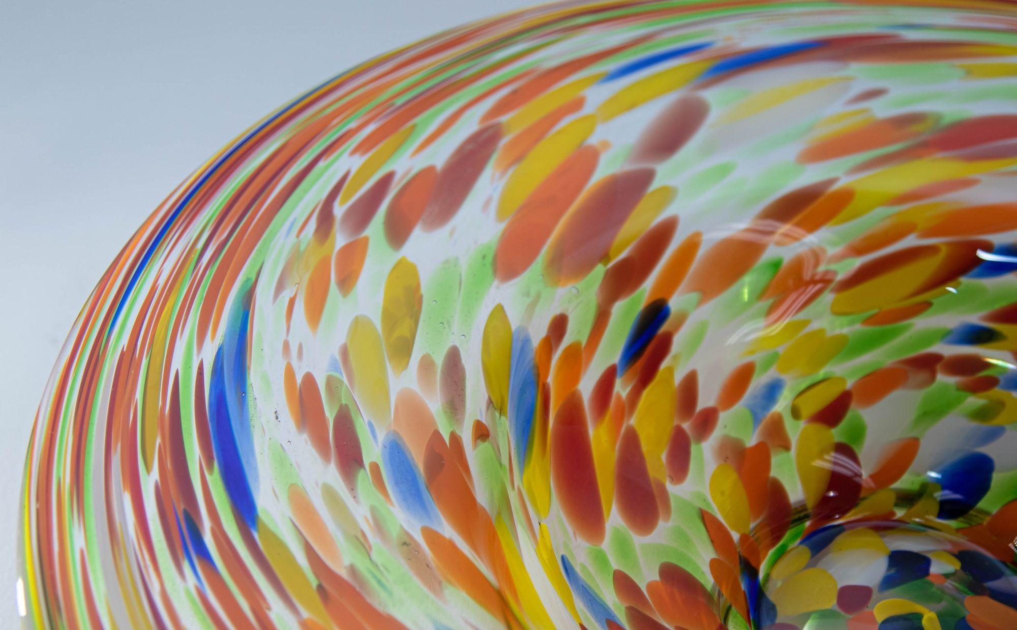 1960s Murano Millefiori Rainbow Colors Italian Art Glass Large Bowl 8