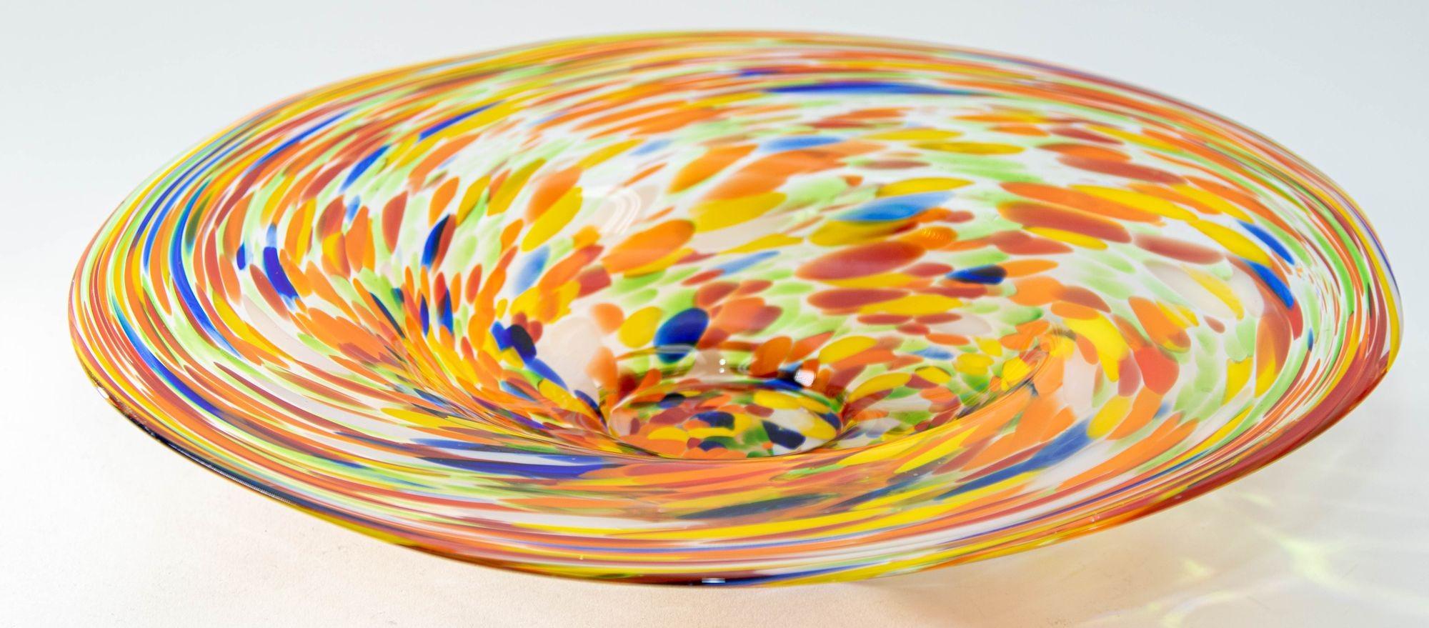 1960s Murano Millefiori Rainbow Colors Italian Art Glass Large Bowl 9