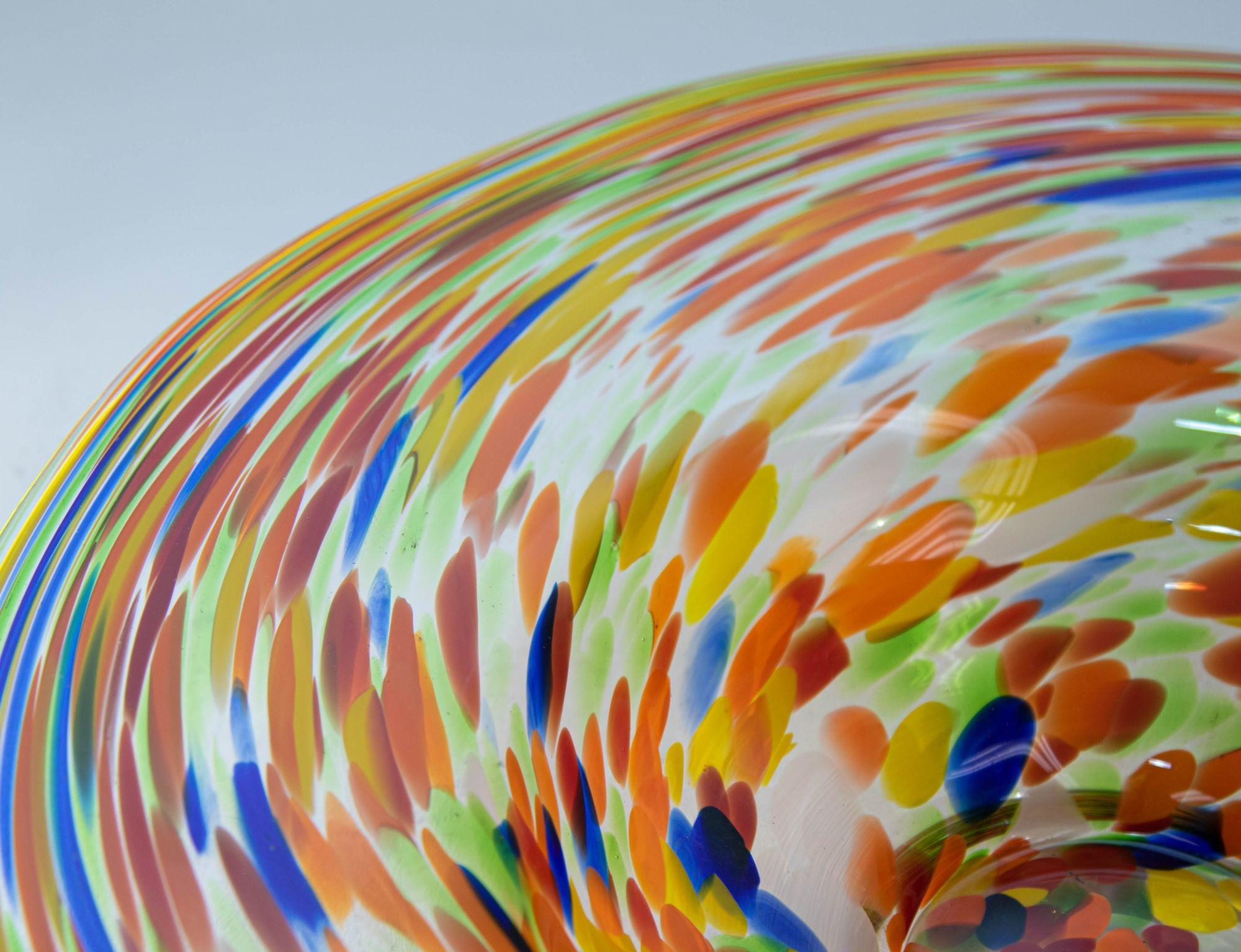 1960s Murano Millefiori Rainbow Colors Italian Art Glass Large Bowl 10