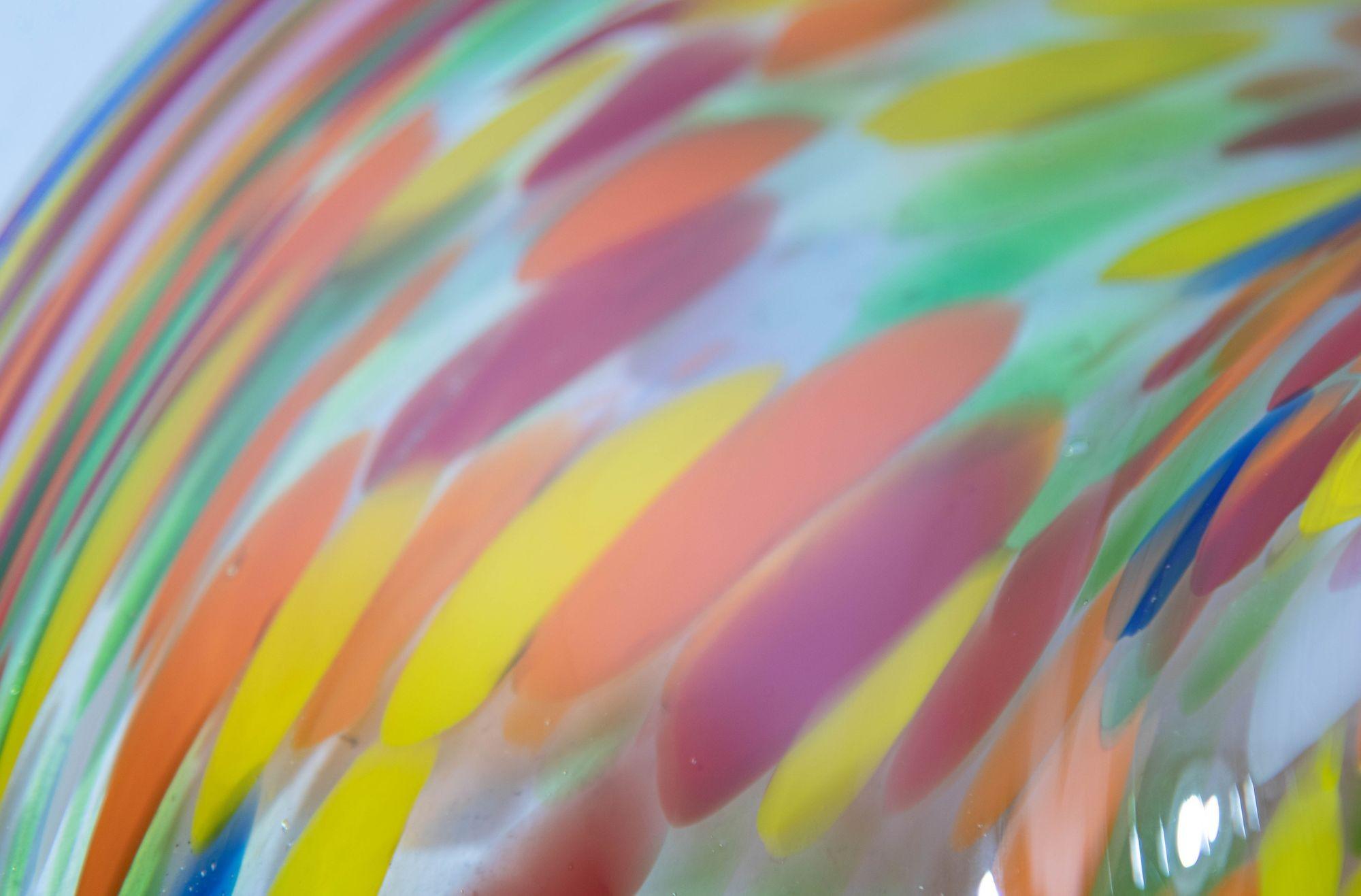 1960s Murano Millefiori Rainbow Colors Italian Art Glass Large Bowl 13