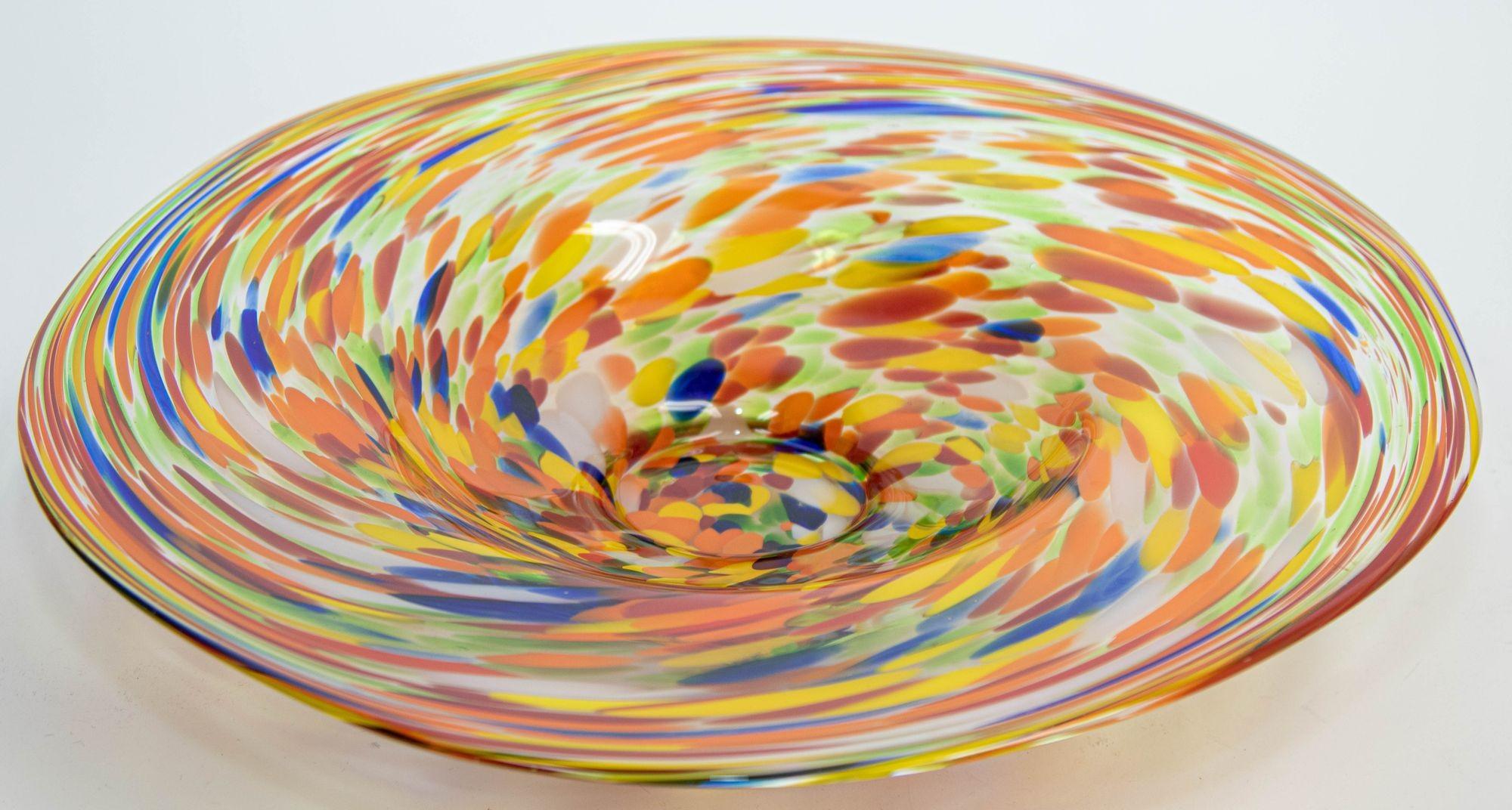 1960s Murano Millefiori Rainbow Colors Italian Art Glass Large Bowl 15