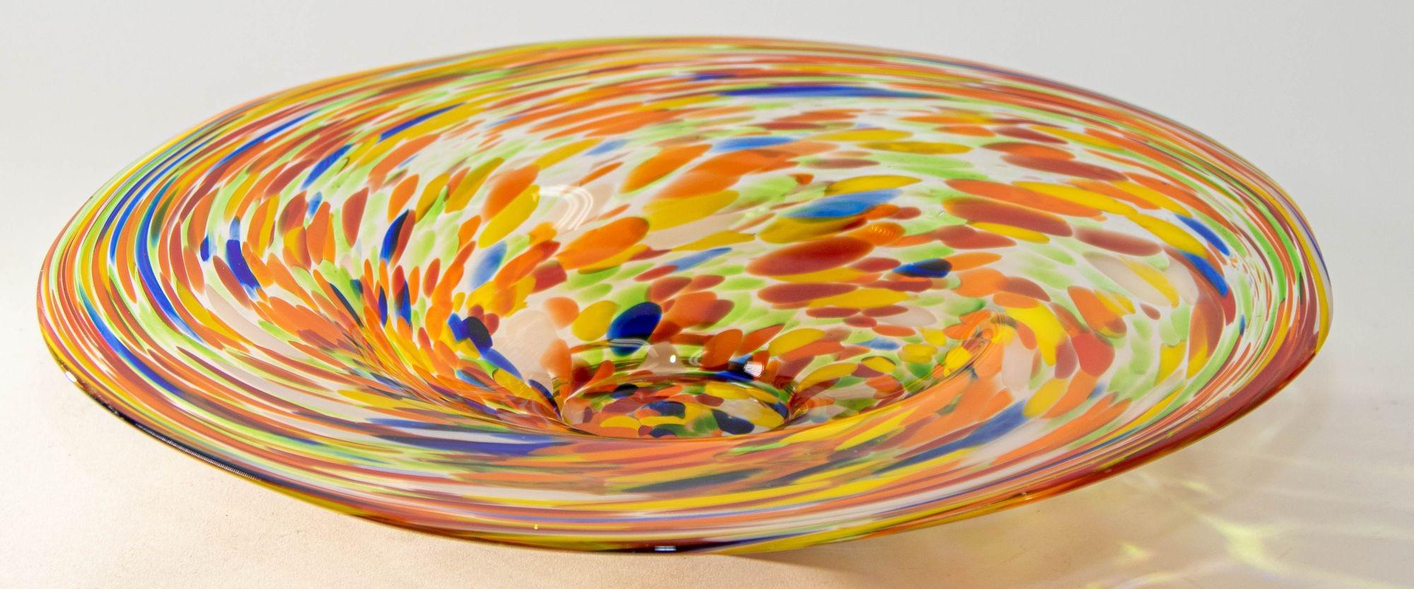 Hand-Crafted 1960s Murano Millefiori Rainbow Colors Italian Art Glass Large Bowl