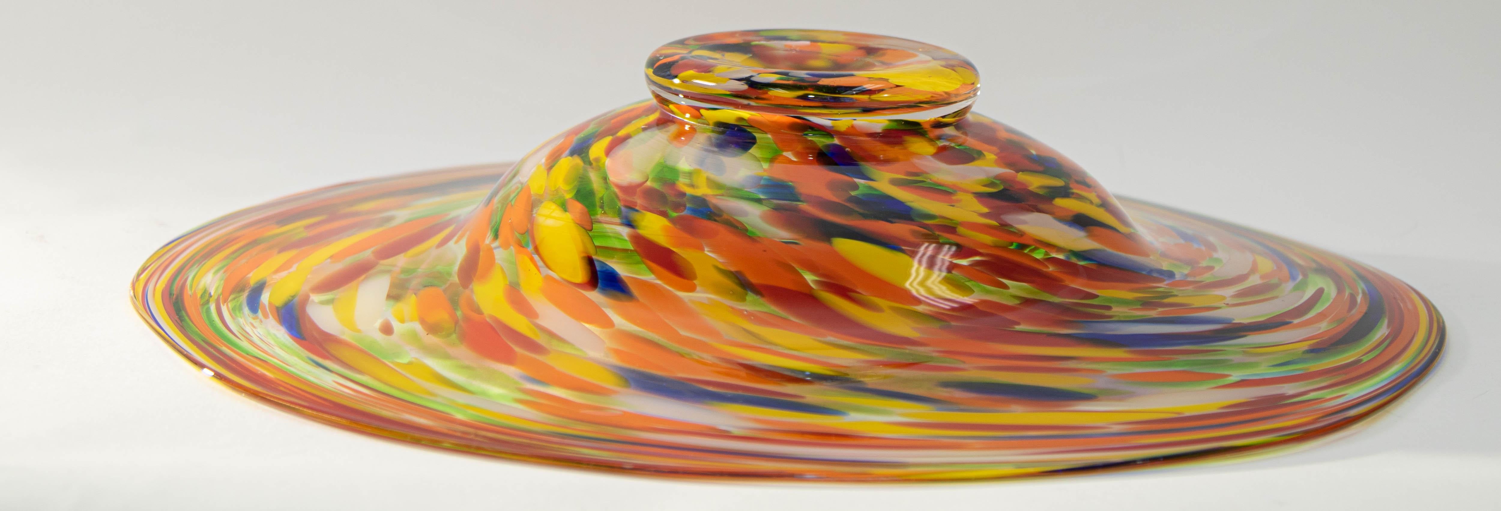 1960s Murano Millefiori Rainbow Colors Italian Art Glass Large Bowl 3