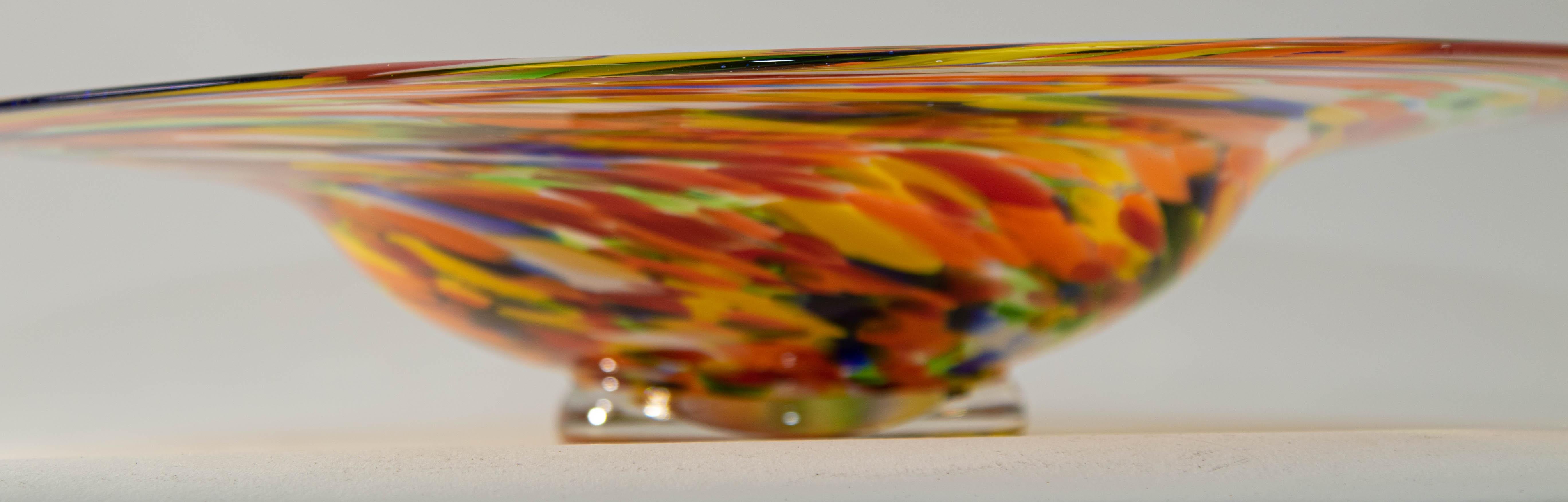 1960s Murano Millefiori Rainbow Colors Italian Art Glass Large Bowl 4