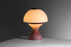 1960s Murano mushroom table lamp in pink and white