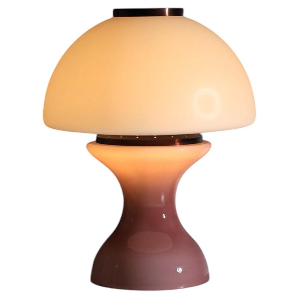1960s Murano mushroom table lamp in pink and white