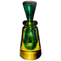 1960s Murano Perfume Bottle in Green and Yellow by Flavio Poli for Seguso