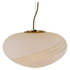 1960s Murano shaped Italian white pendant with decorative swirl