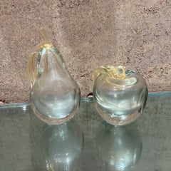 1960s Murano Sommerso Art Glass Apple Pear Bookends Italy