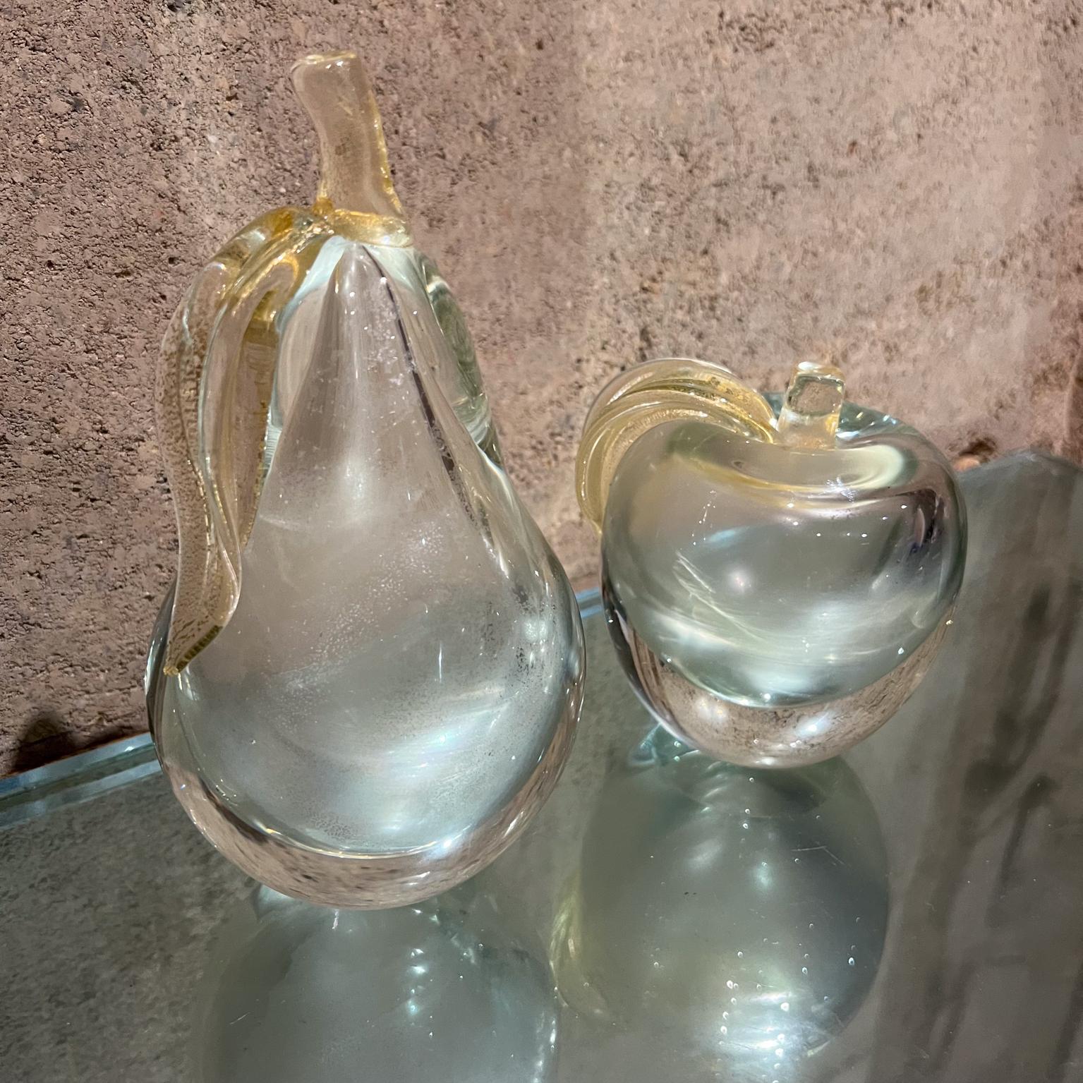 Mid-Century Modern 1960s Murano Sommerso Art Glass Apple Pear Bookends Italy For Sale