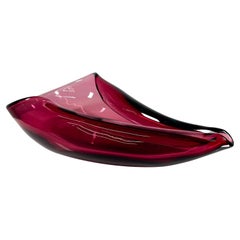 Vintage 1960s Murano Sommerso Bowl Art Glass Organic Modernist Design Italy