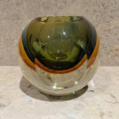 1960s Murano Flavio Poli Seguso-Sommerso Green Art Glass