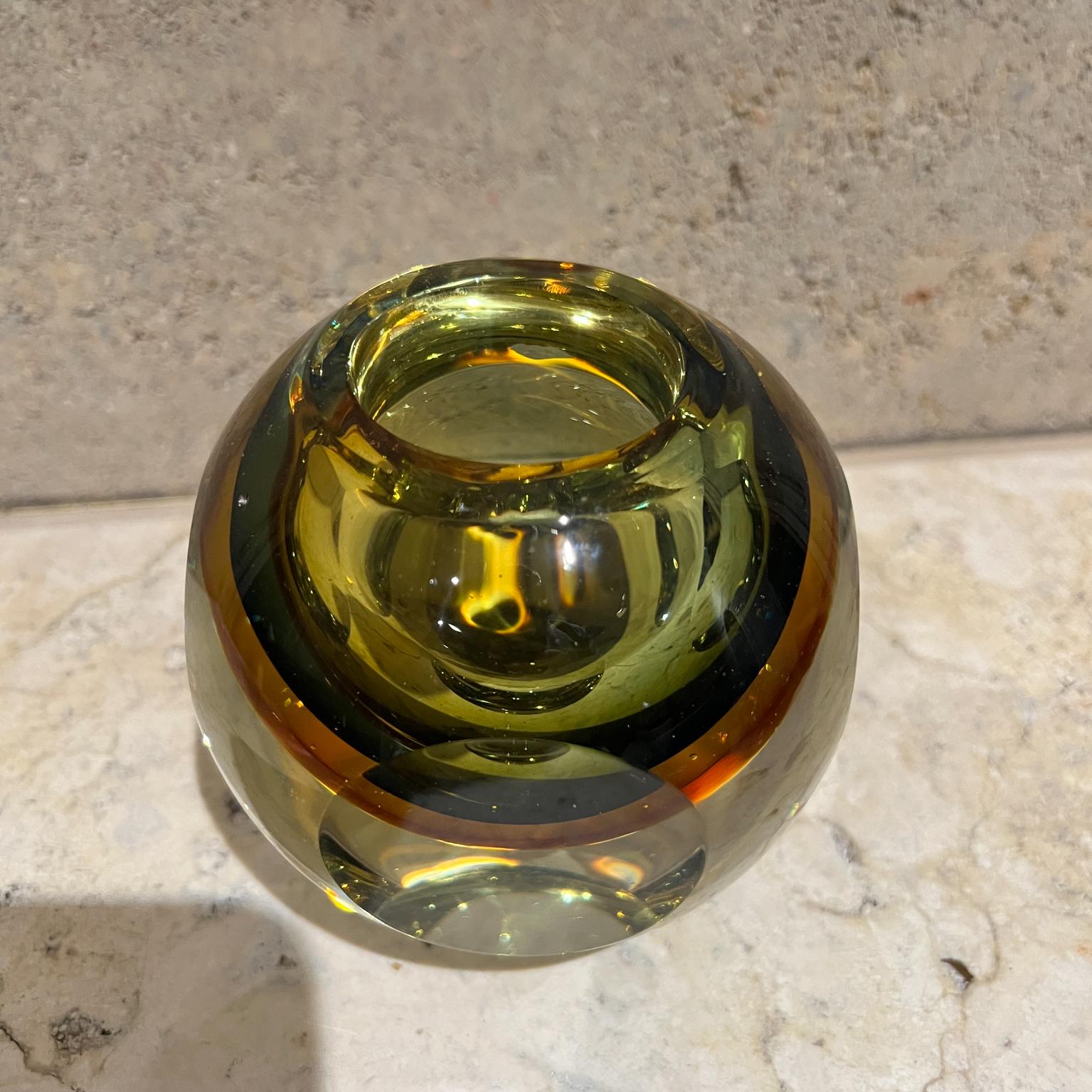 Mid-20th Century 1960s Murano Sommerso Green Art Glass Candle Holder For Sale