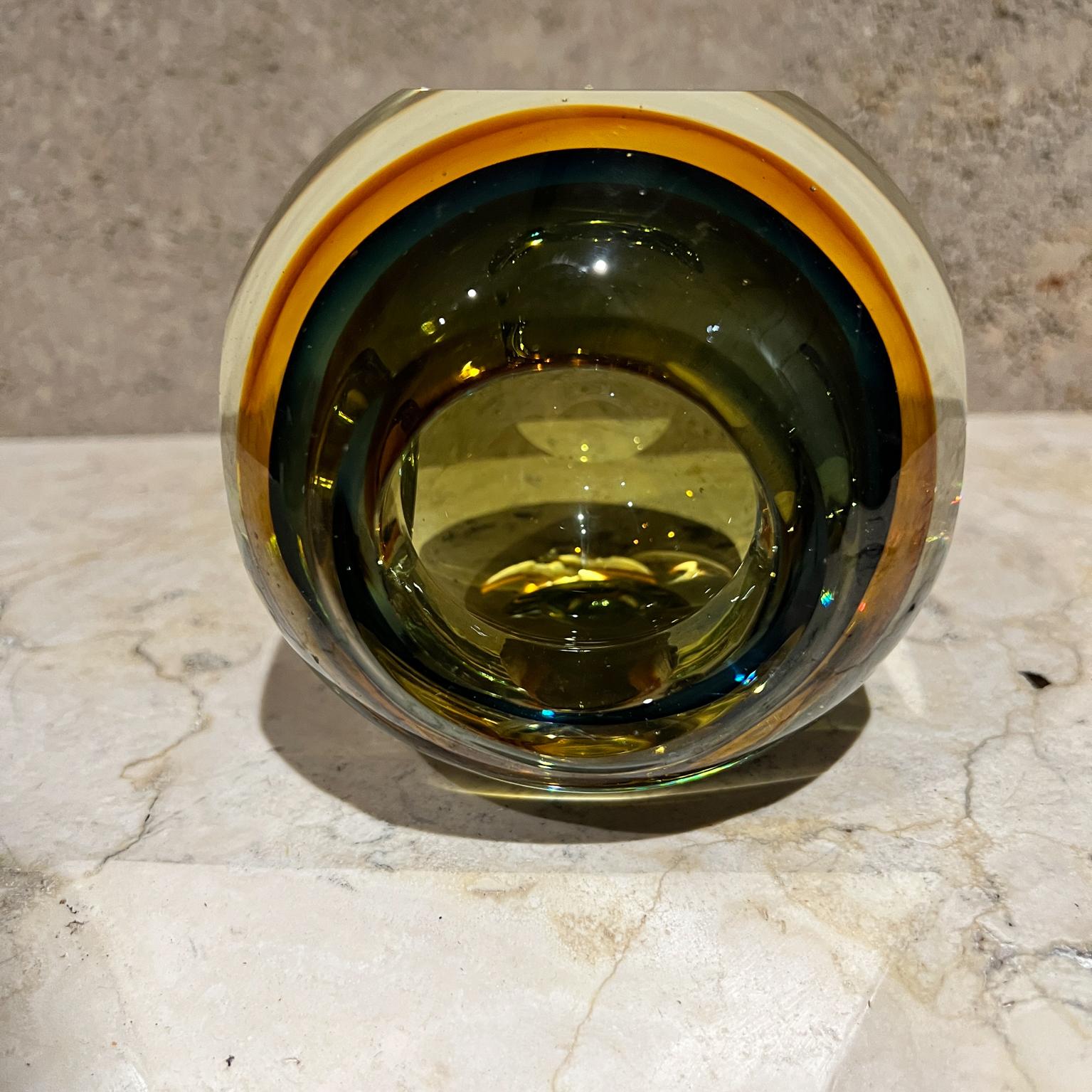1960s Murano Sommerso Green Art Glass Candle Holder For Sale 1