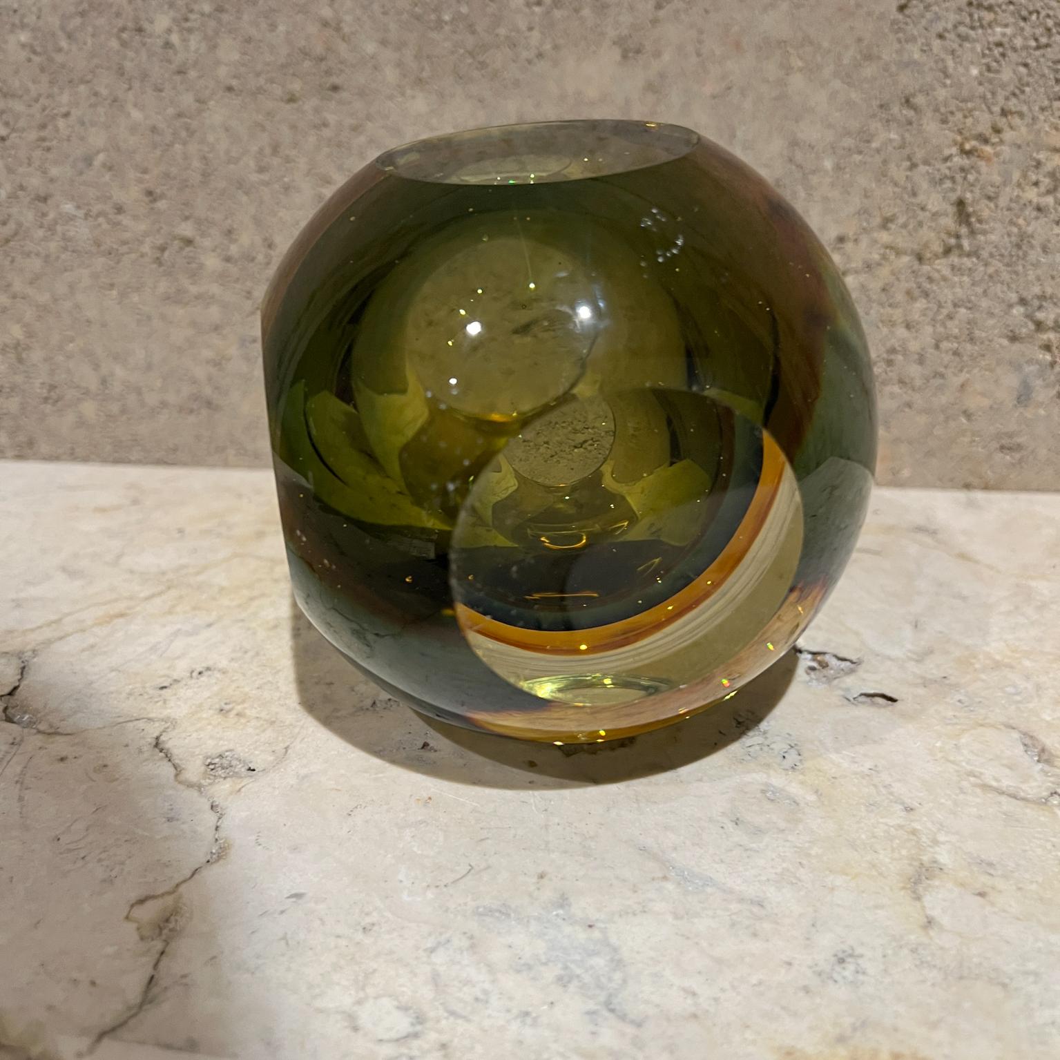 1960s Murano Sommerso Green Art Glass Candle Holder For Sale 2