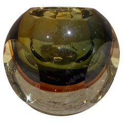Bougeoir en verre d'art Murano Sommerso vert des années 1960