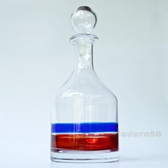 1960s Murano Striped Decanter Attributed to Fulvio Bianconi for Venini Italy