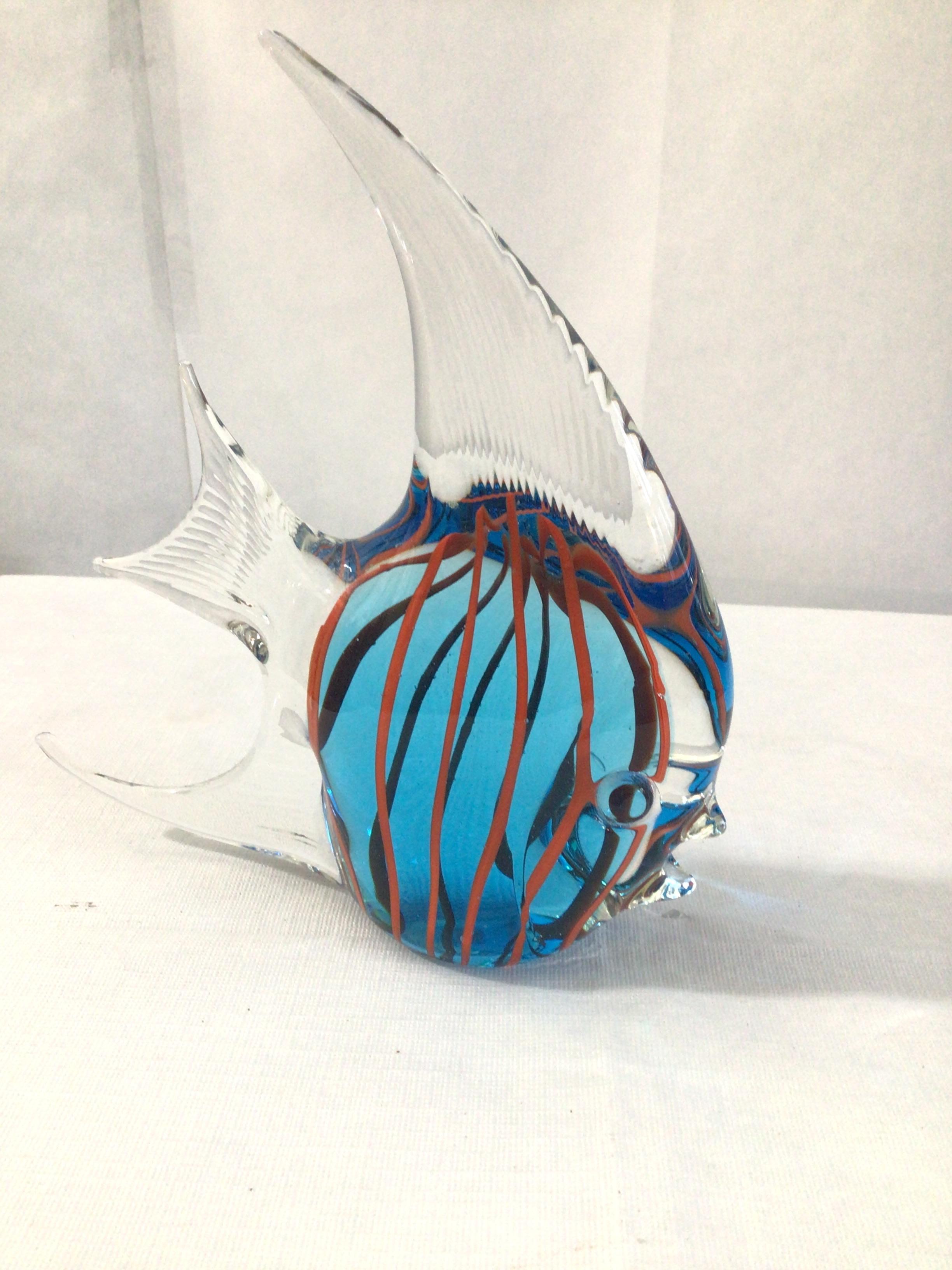 Unknown 1960s Murano Style Colorful Art Glass Angel Fish For Sale