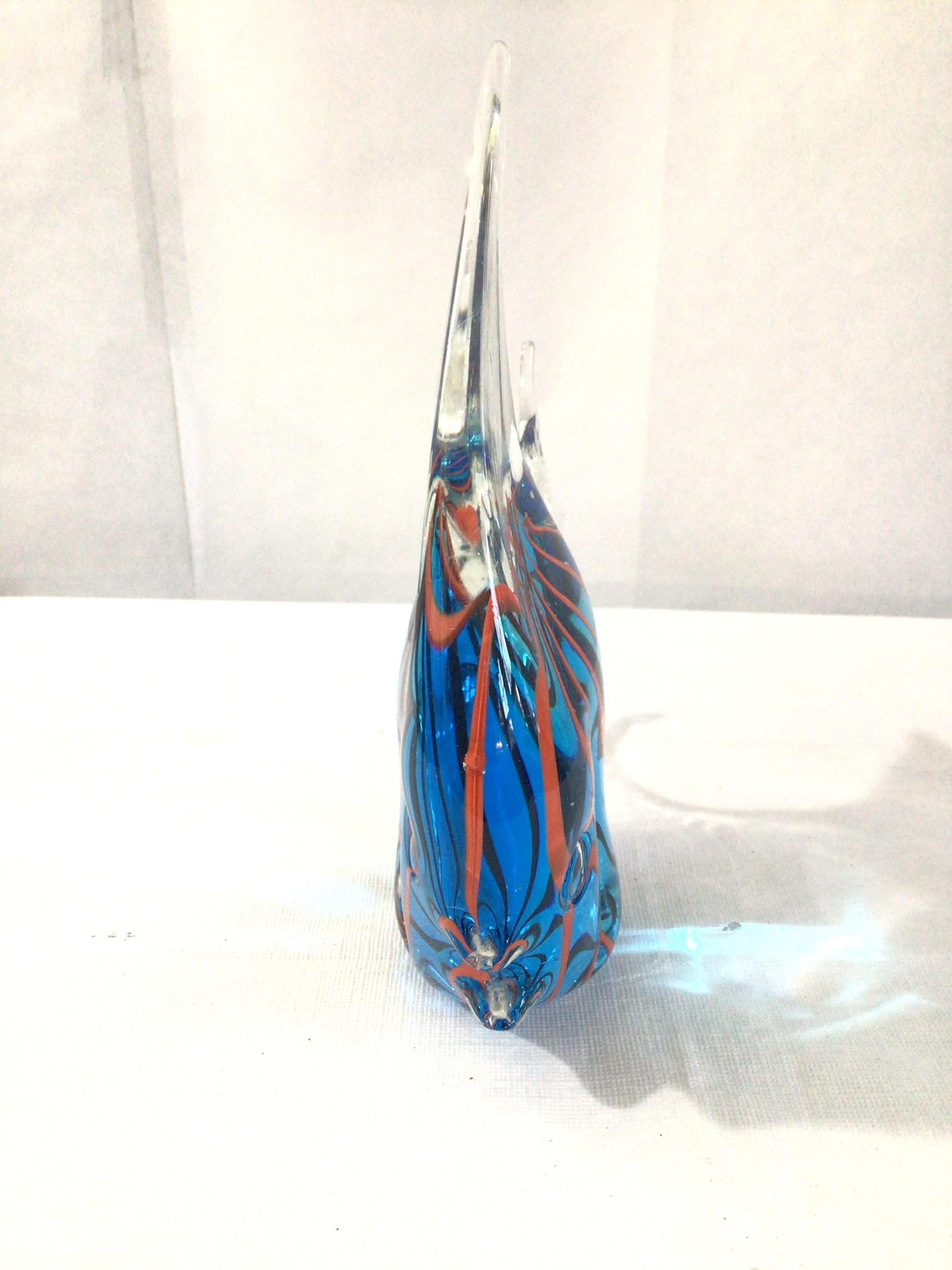1960s Murano Style Colorful Art Glass Angel Fish In Good Condition For Sale In Tarrytown, NY