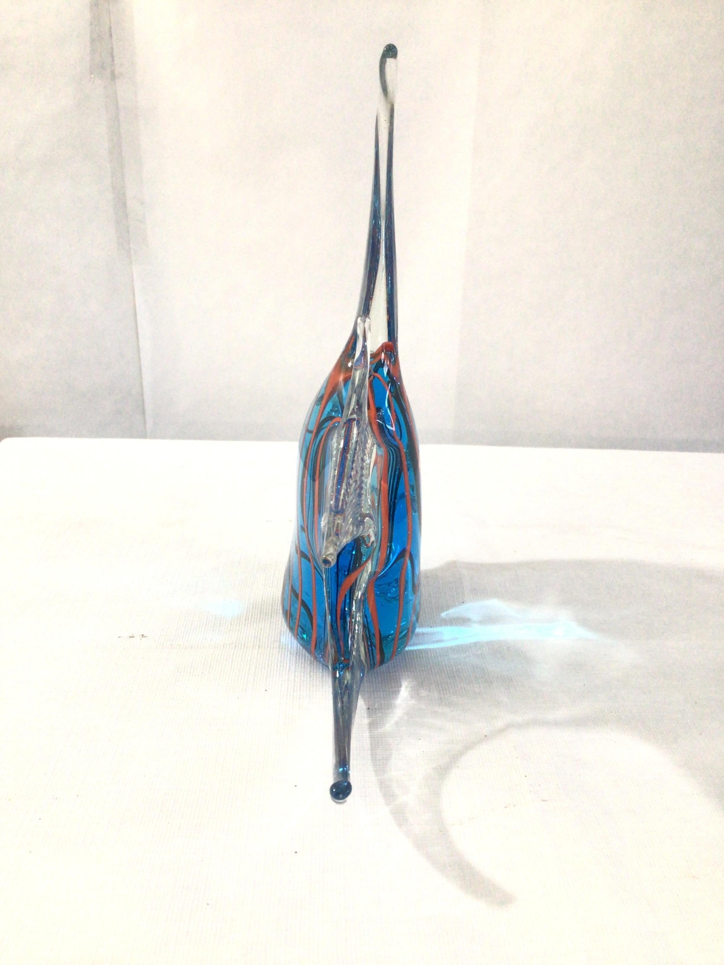 1960s Murano Style Colorful Art Glass Angel Fish For Sale 1