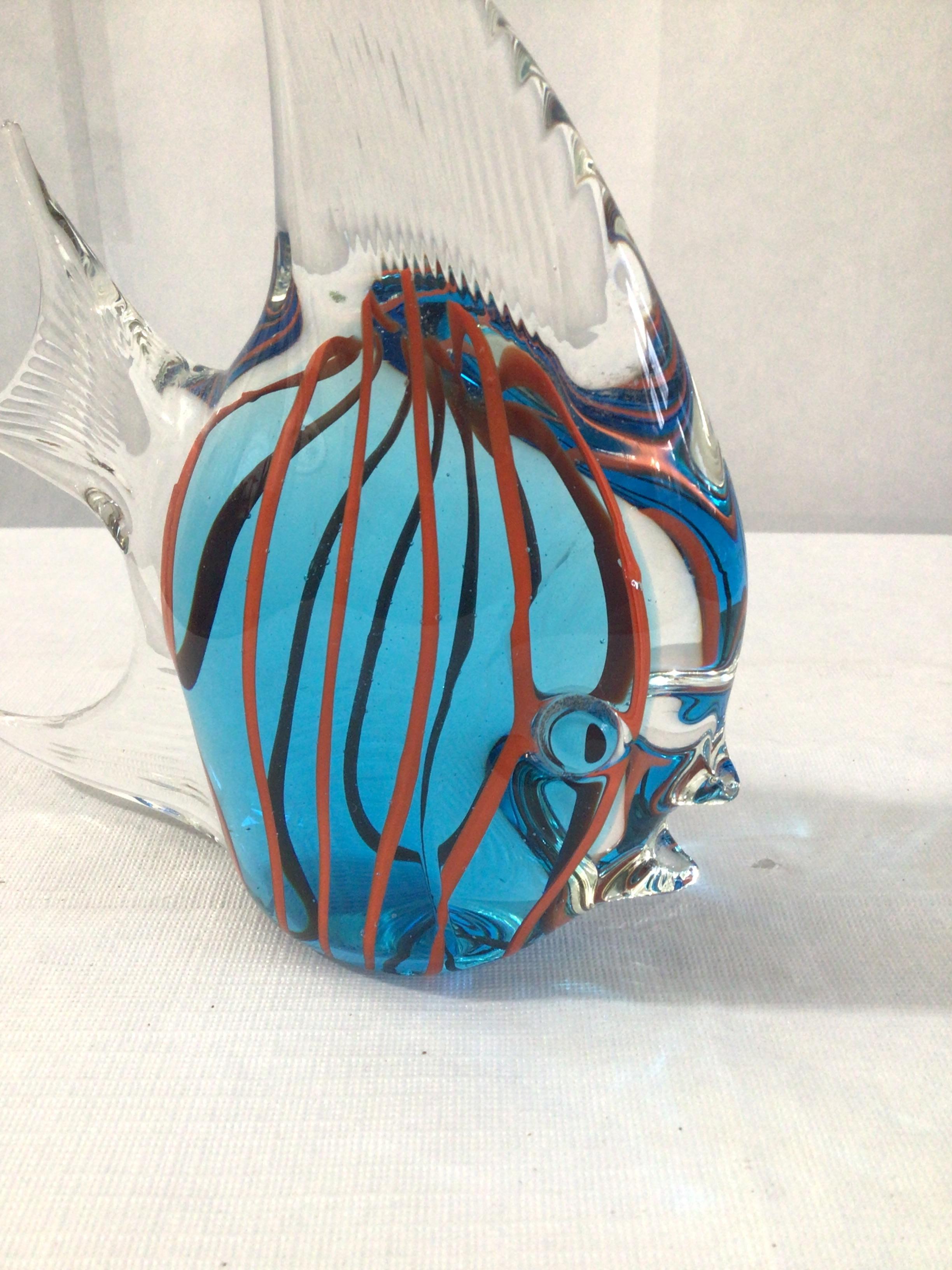 1960s Murano Style Colorful Art Glass Angel Fish For Sale 2