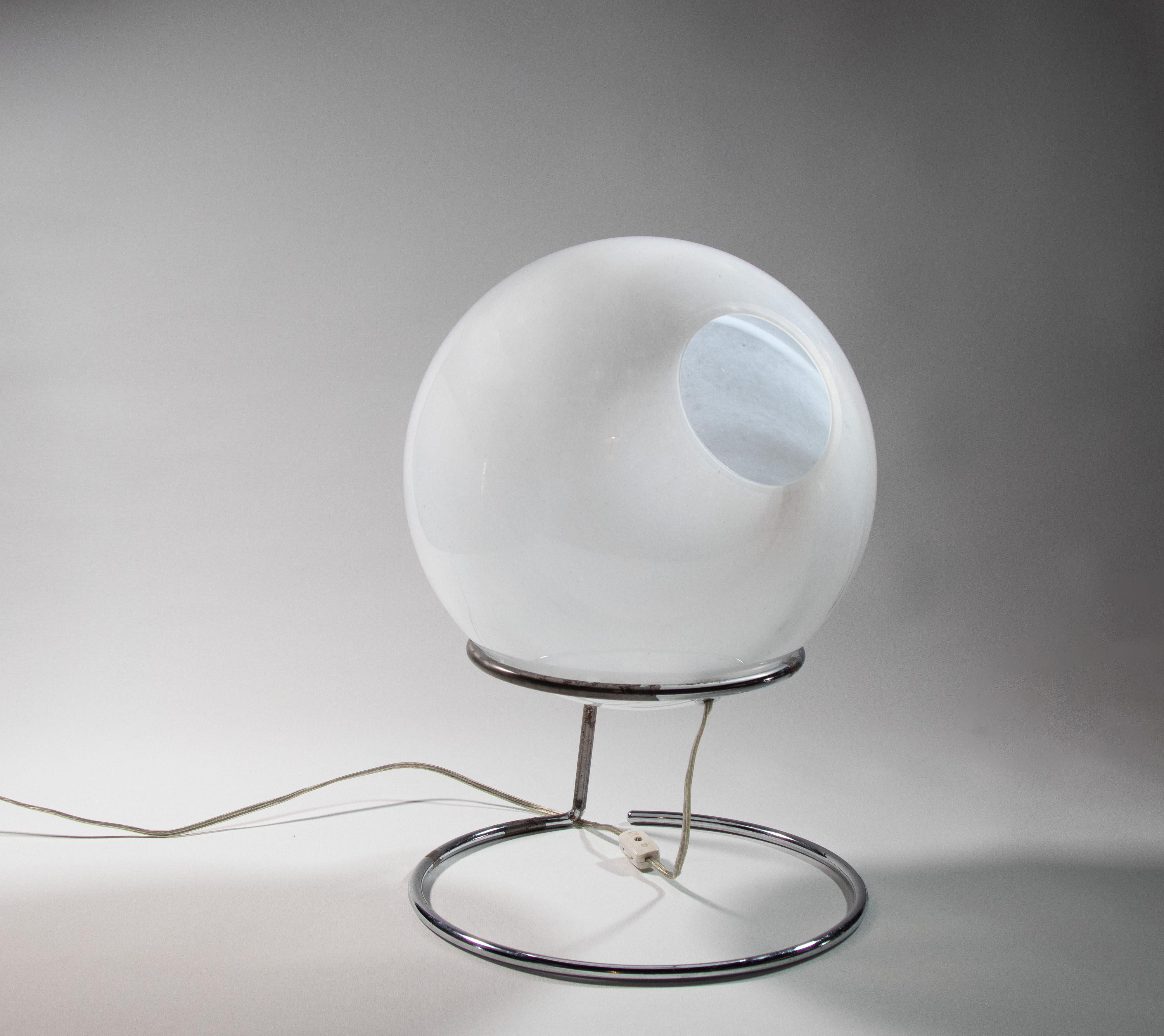 Mid-Century Modern 1960s Murano Style Eyeball Orb Lamp Chrome and Art Glass after Gino Sarfatti For Sale