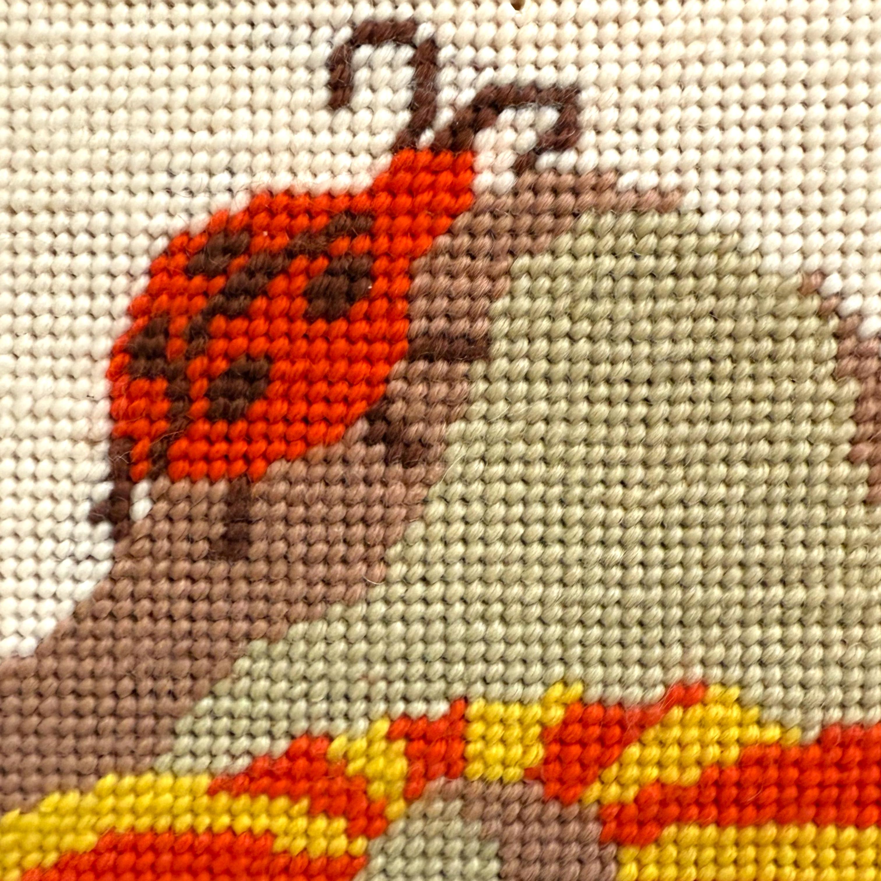 1960’s Mushroom Needlepoint, Framed For Sale 3