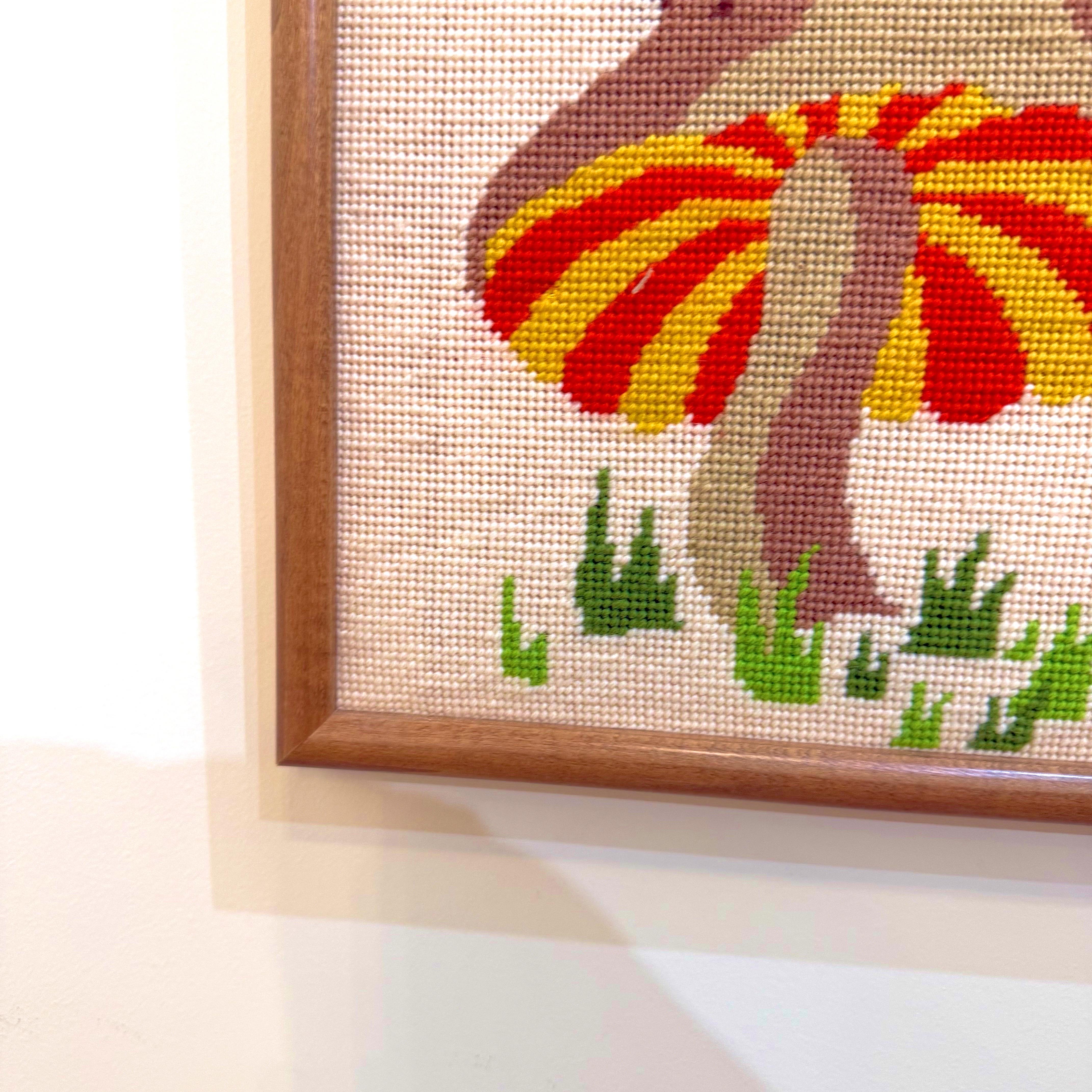American 1960’s Mushroom Needlepoint, Framed For Sale