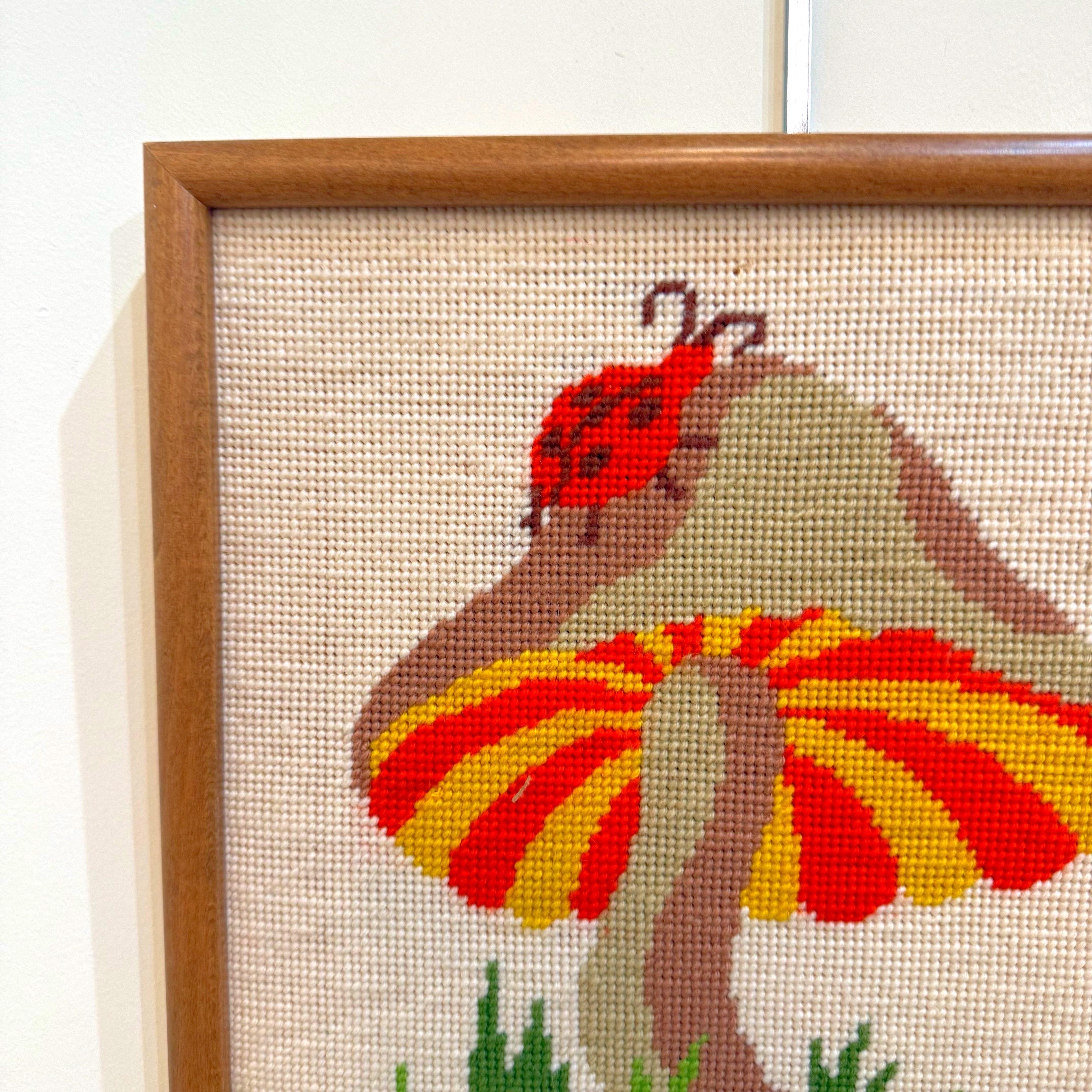 20th Century 1960’s Mushroom Needlepoint, Framed For Sale